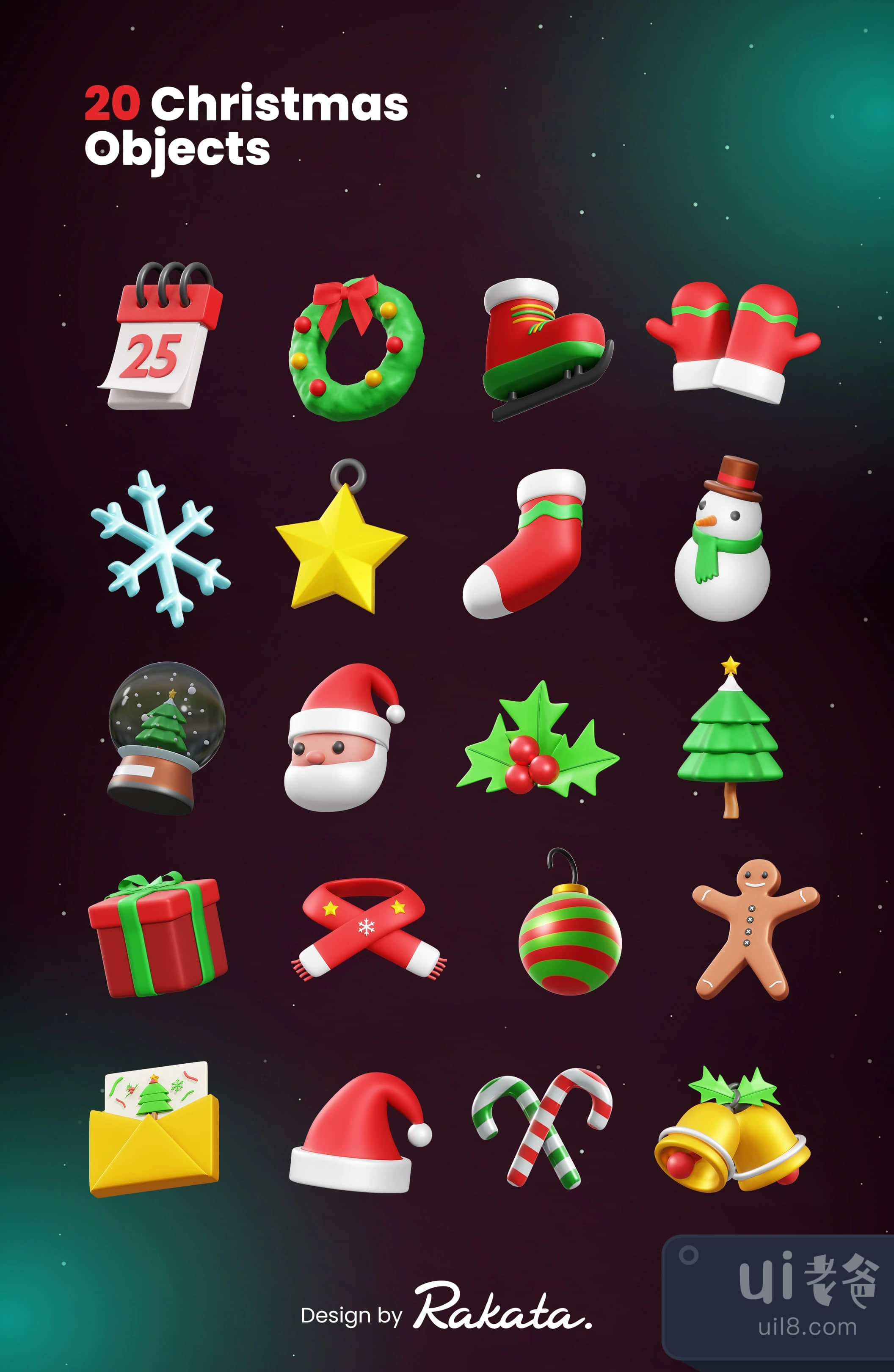圣诞节3D图标 (Christmas 3D Icon)插图