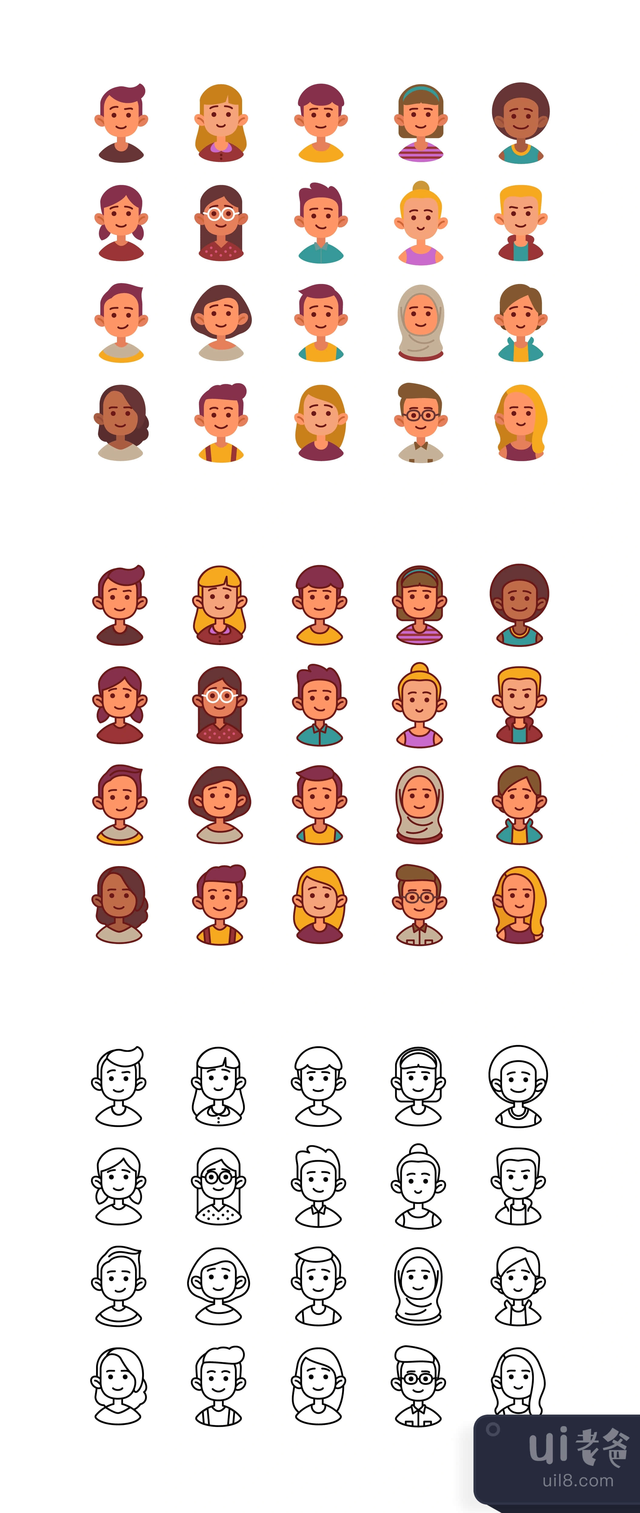 60个儿童头像图标 (60 Kids Avatar Icons)插图