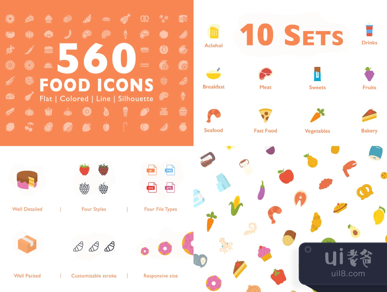 560个食品图标 (560 Food Icons)插图