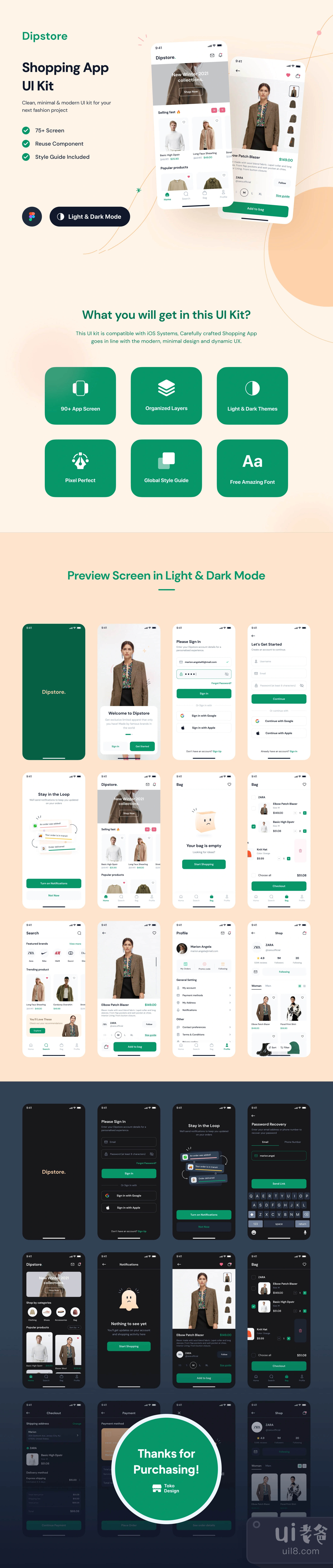 Dipstore - 购物应用UI Kit (Dipstore - Shopping App UI插图