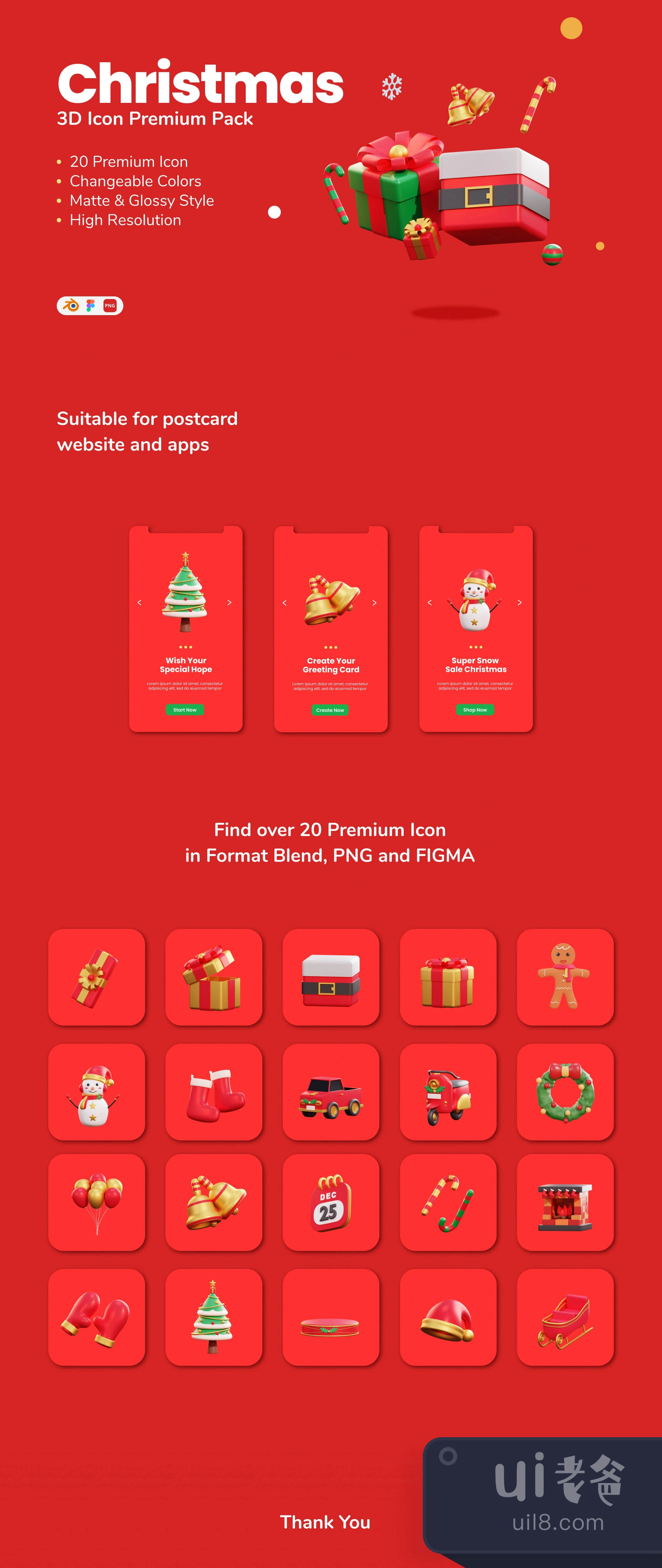 圣诞节 - 3D图标高级包 (Christmas - 3D Icon Premium Pack)插图