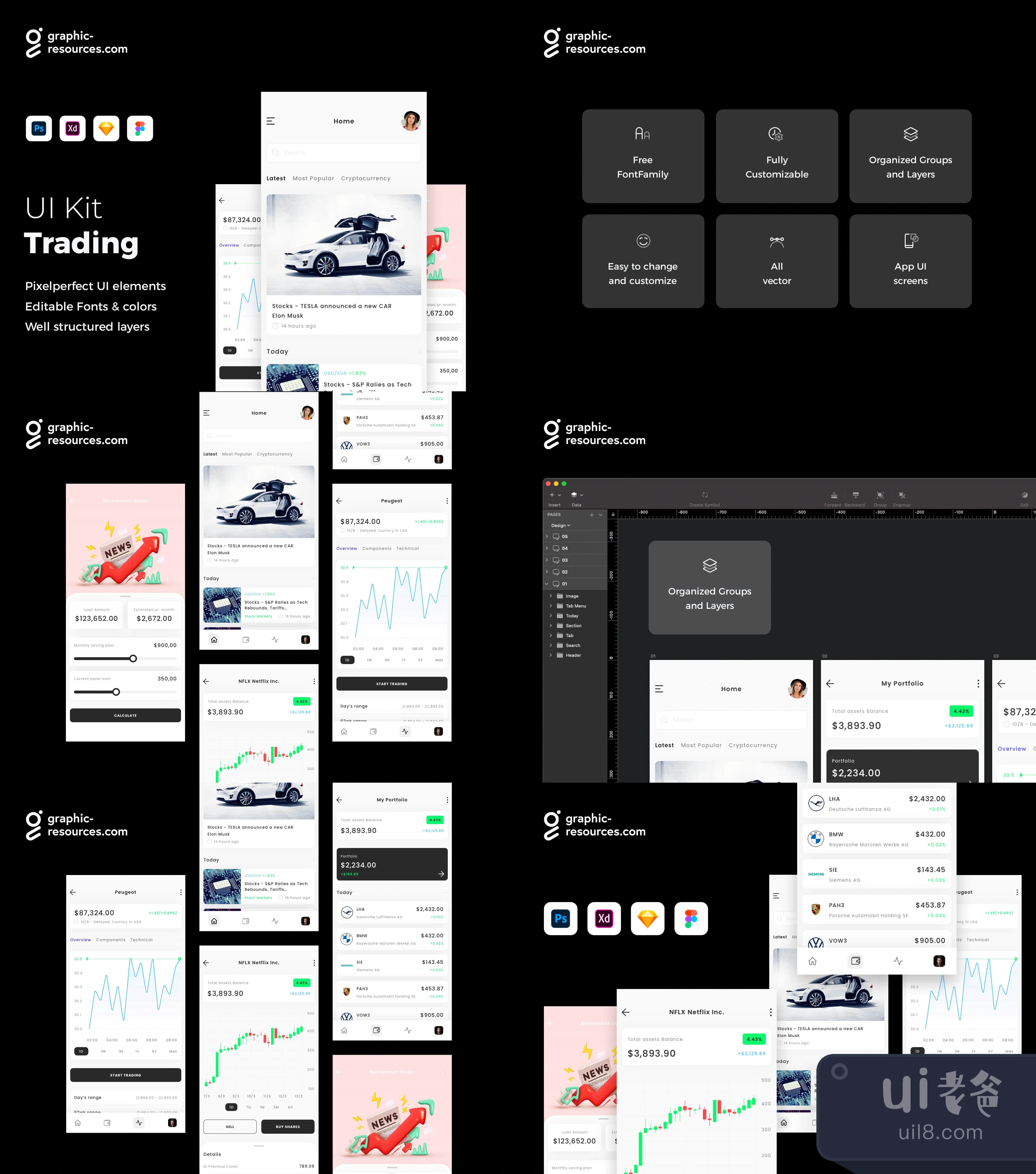 金融和交易应用程序的移动UI工具包 (Mobile UI Kit for Finance & Tra插图