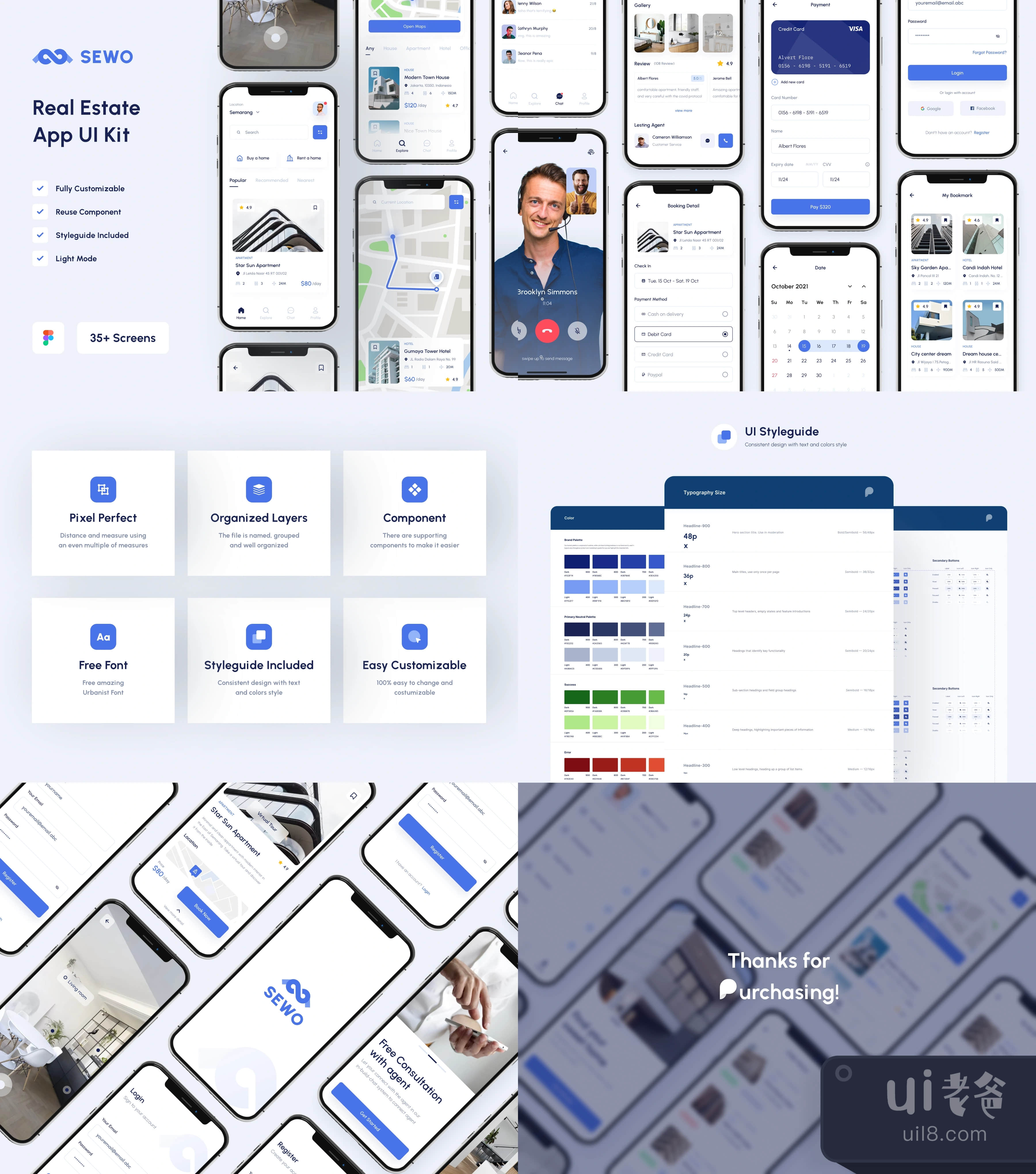 Sewo - 房地产移动应用UI包 (Sewo - Real Estate Mobile App UI Kit)插图
