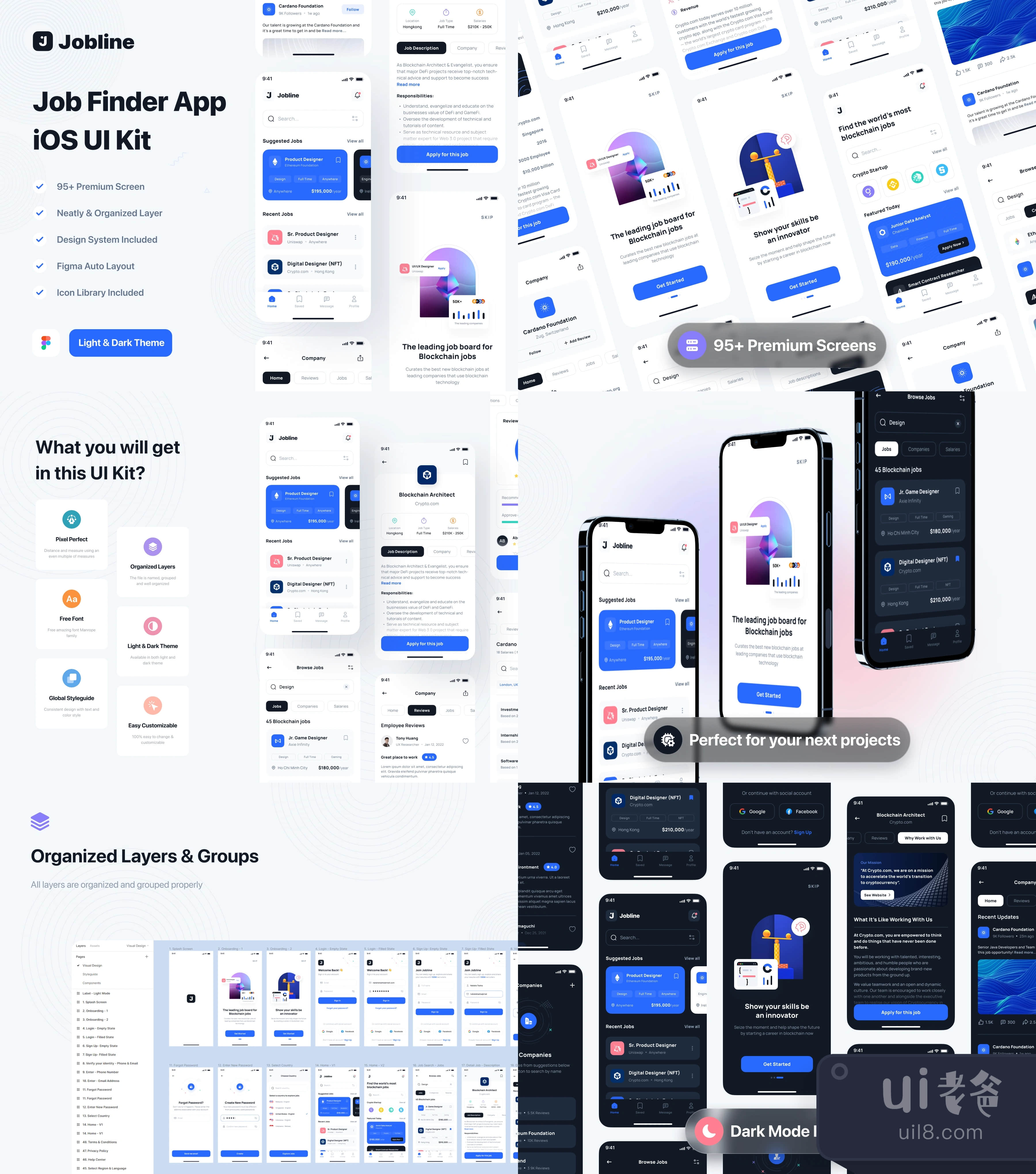 Jobline - 工作搜索应用的iOS UI工具包 (Jobline - Job Finder App iOS UI Kit)插图1