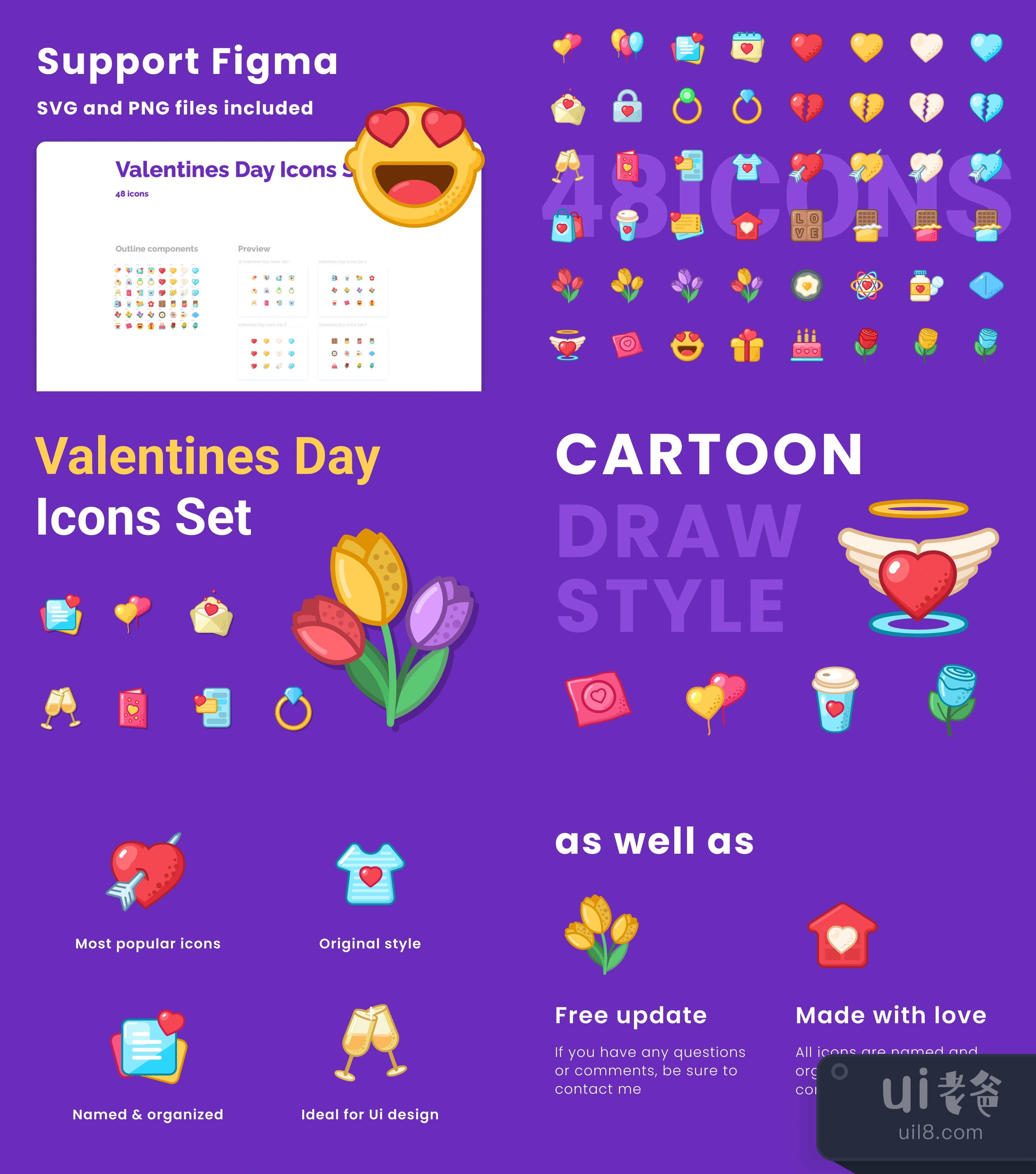 情人节图标集 (Valentines Day Icons Set)插图1