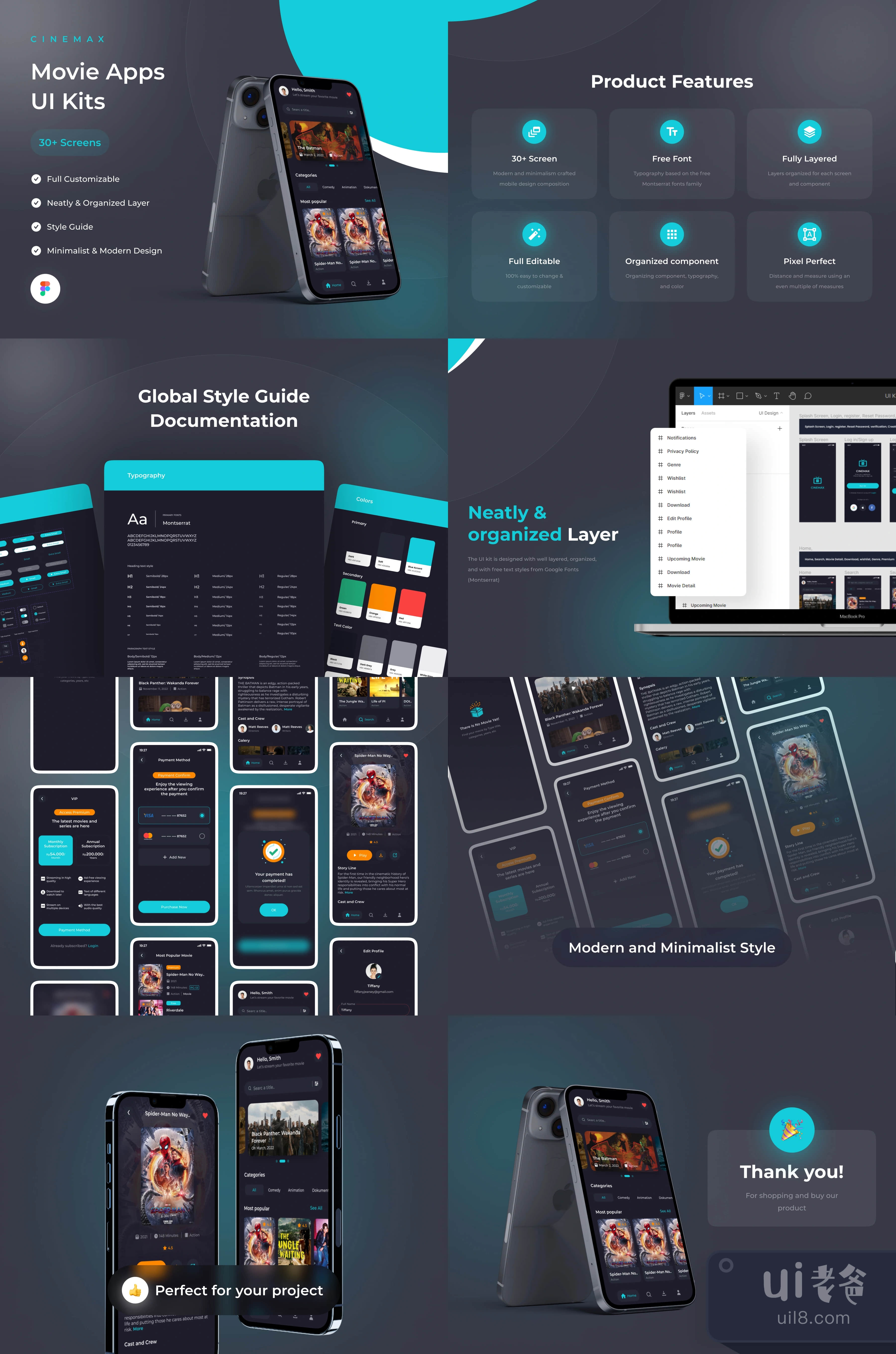 Cinemax - 电影应用UI套件 (Cinemax - Movie Apps UI Kits)插图1