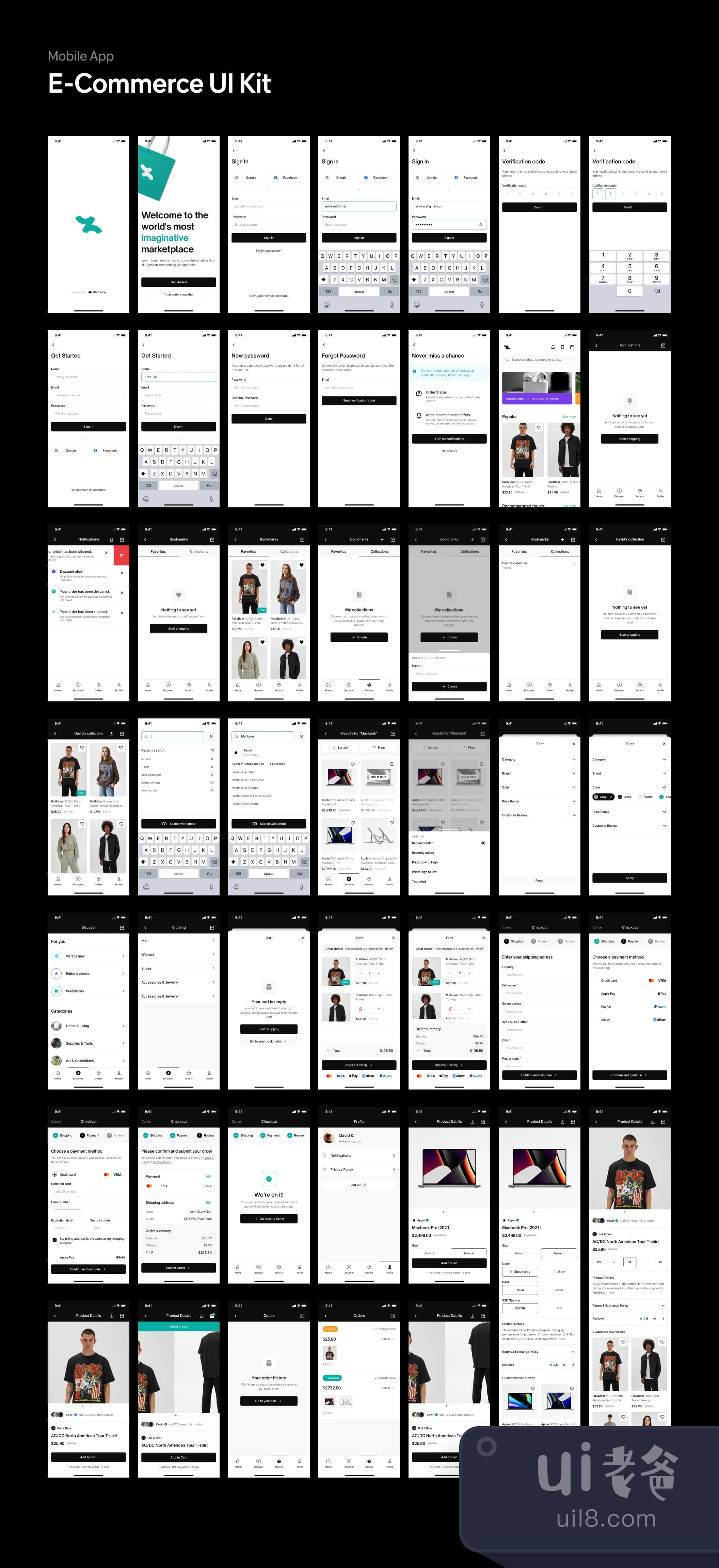 电子商务移动应用UI包 (E-Commerce Mobile App UI Kit)插图