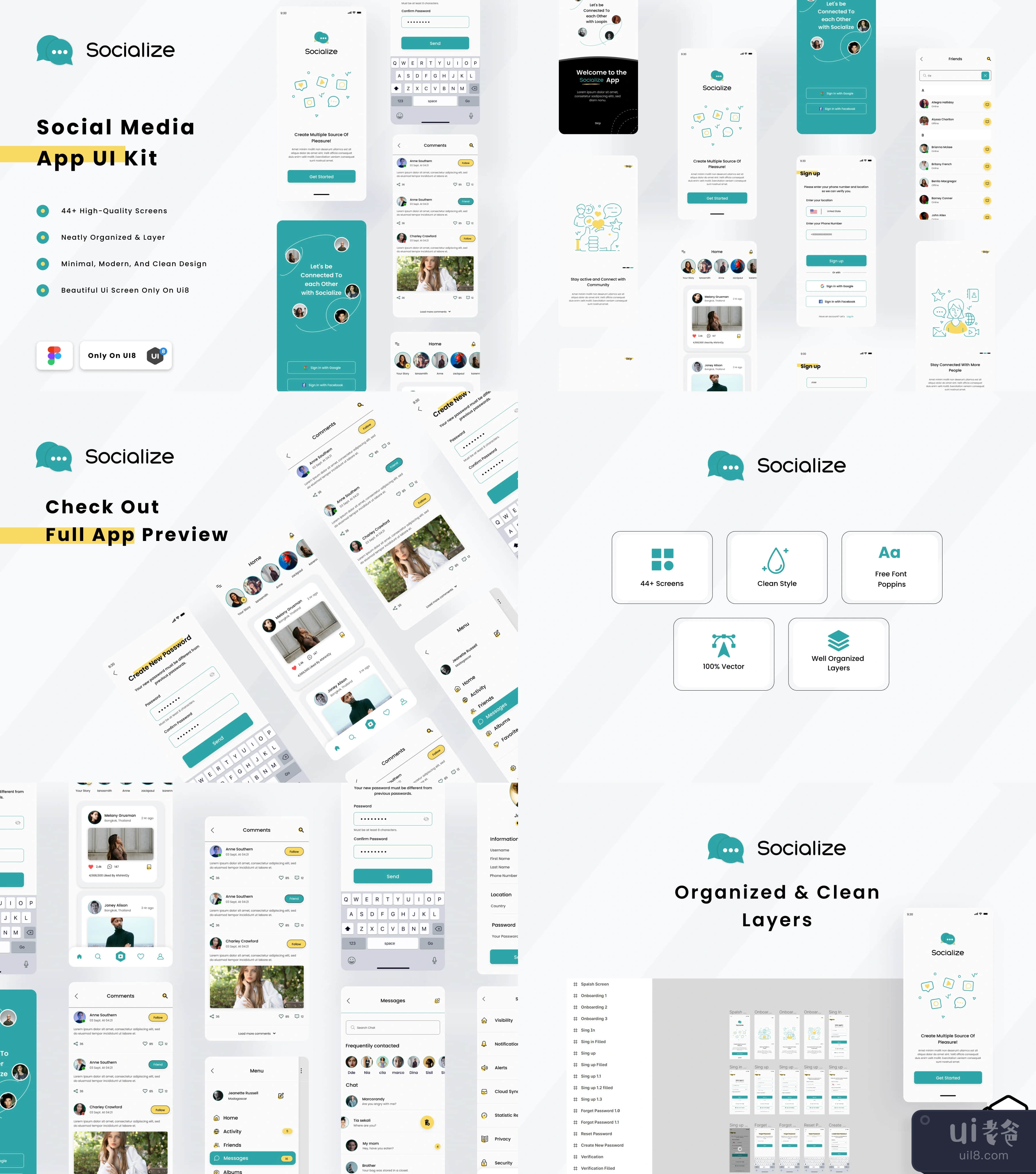 Socialize - 社交媒体移动应用UI工具包 (Socialize - Social Media Mobile App Ui Kit)插图