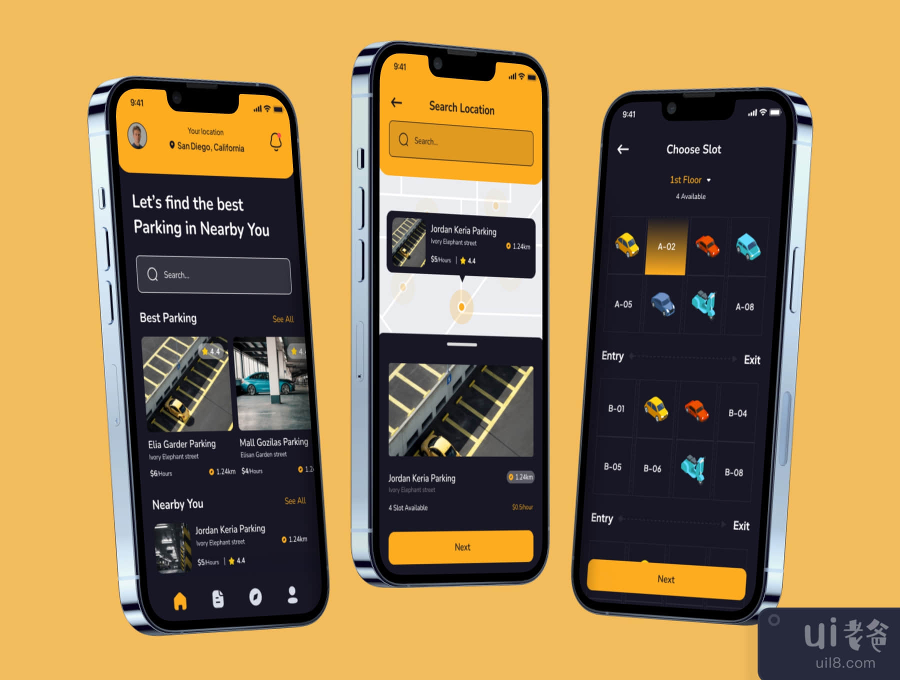 Downspace - 停车应用UI套件 (Downspace - Parking App UI Kits)插图4