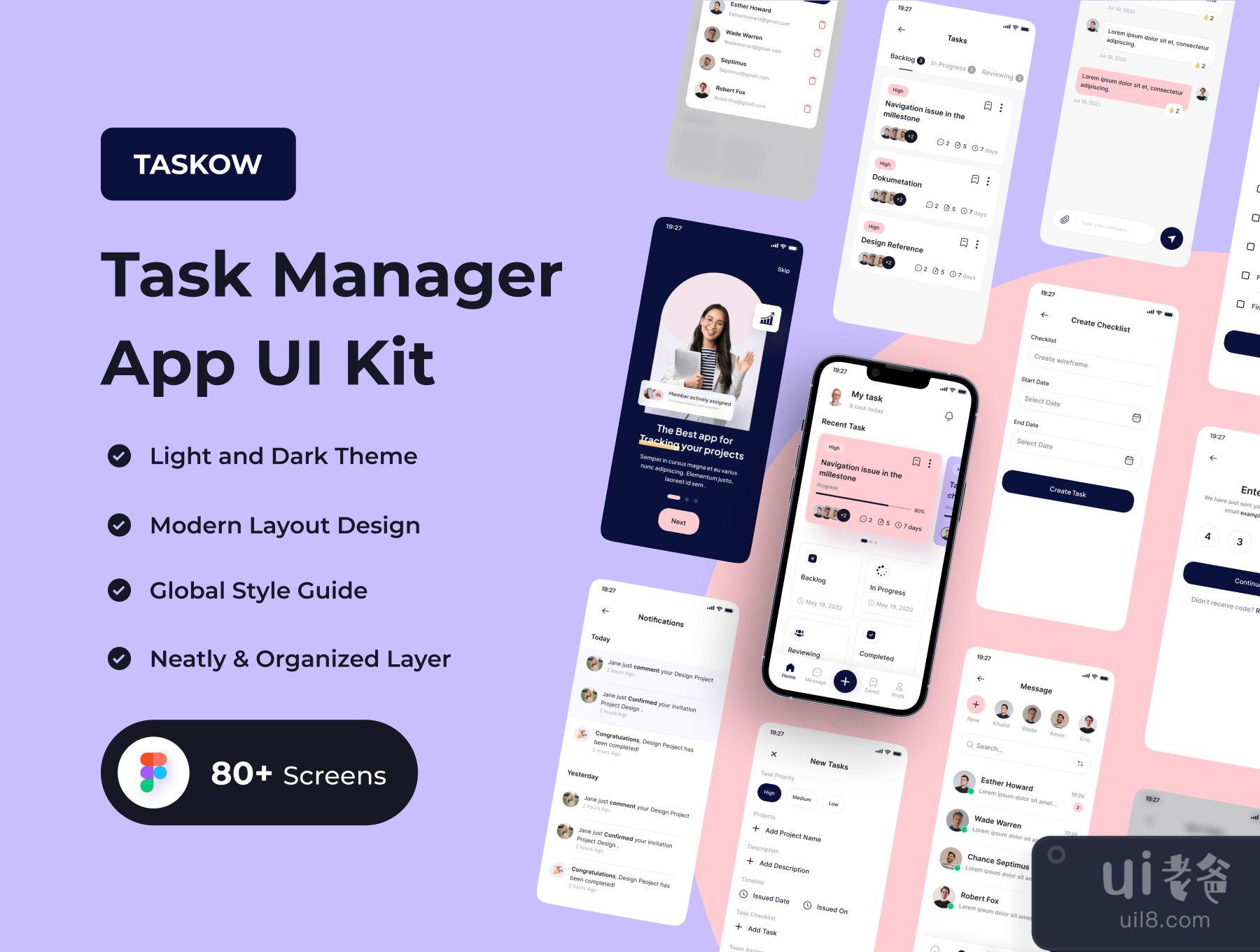 TASKOW - 任务管理器应用程序UI工具包 (TASKOW - Task Manager App UI Kit)插图4