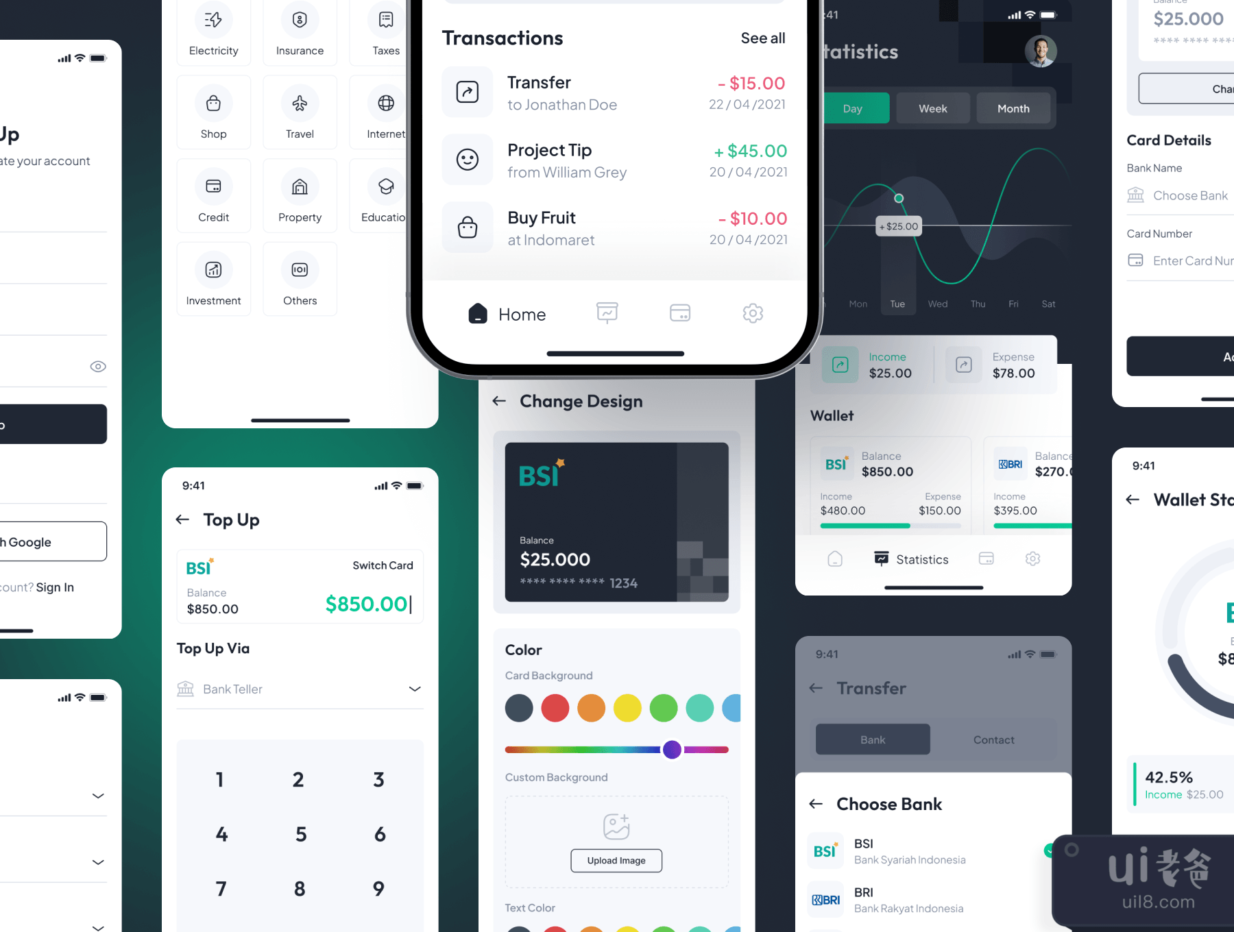 Walleto - 数字钱包应用UI工具包 (Walleto - Digital Wallet App UI Kit)插图5