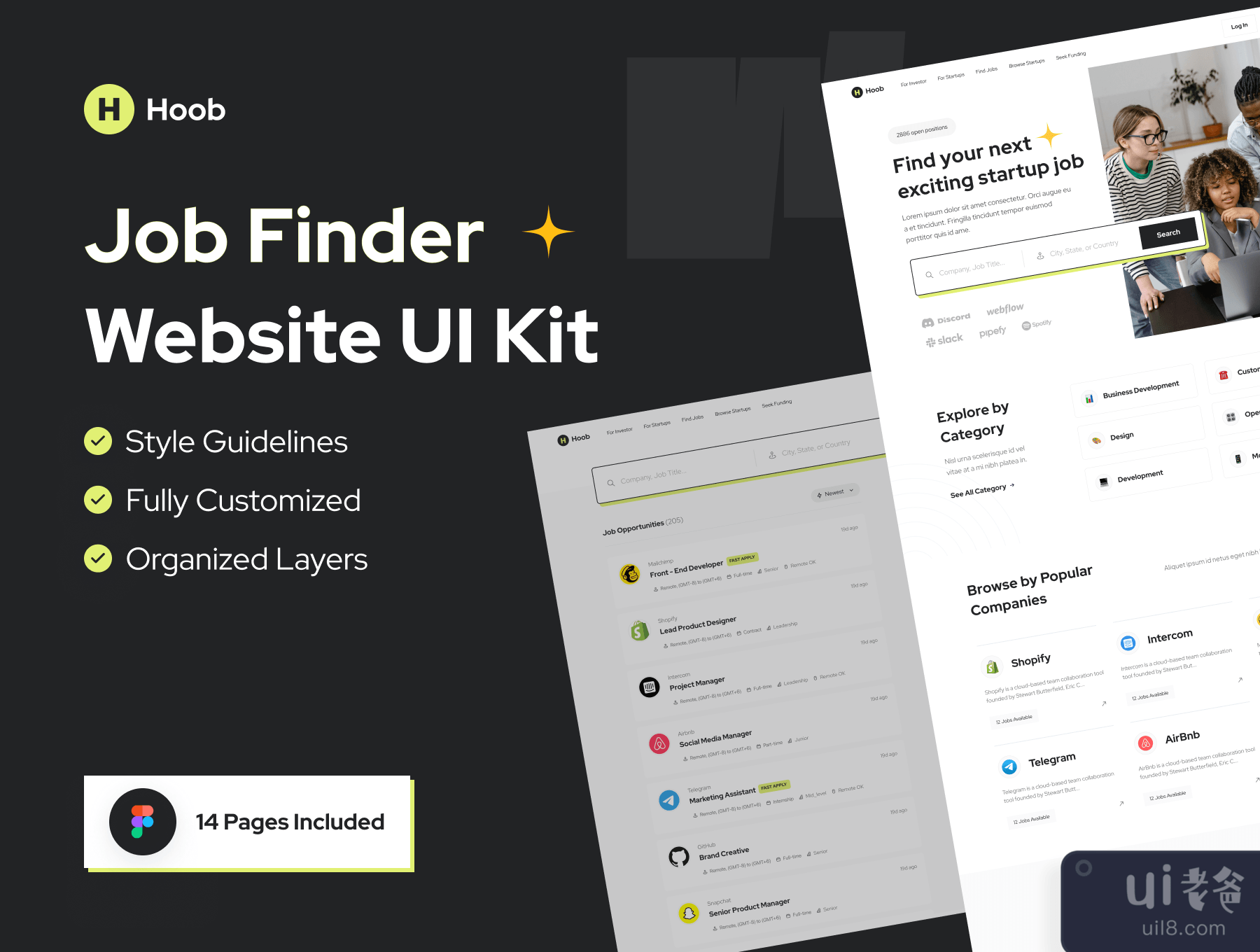 Hoob - 工作搜索网站UI包 (Hoob - Job Finder Website UI Kit)插图