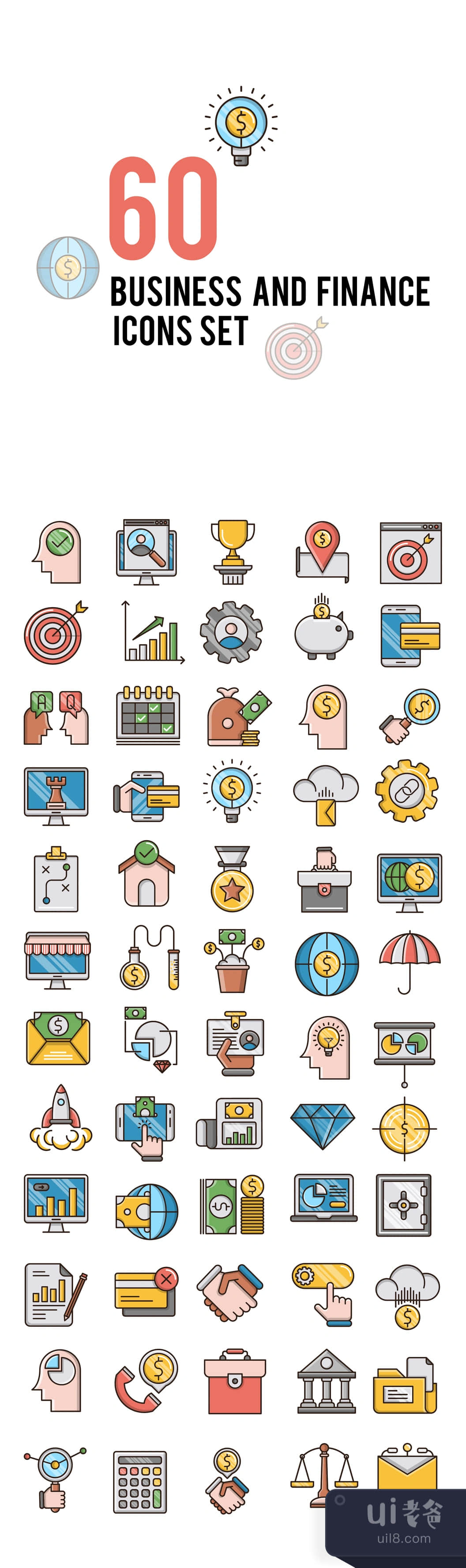 60个商业和金融图标 (60 Business & Finance icons)插图