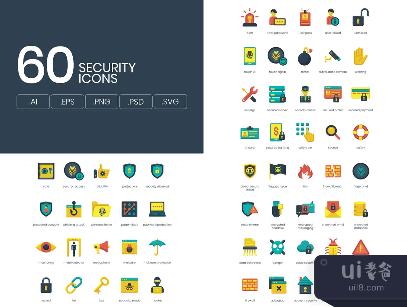 60个安全图标 (60 Security Icons)插图1