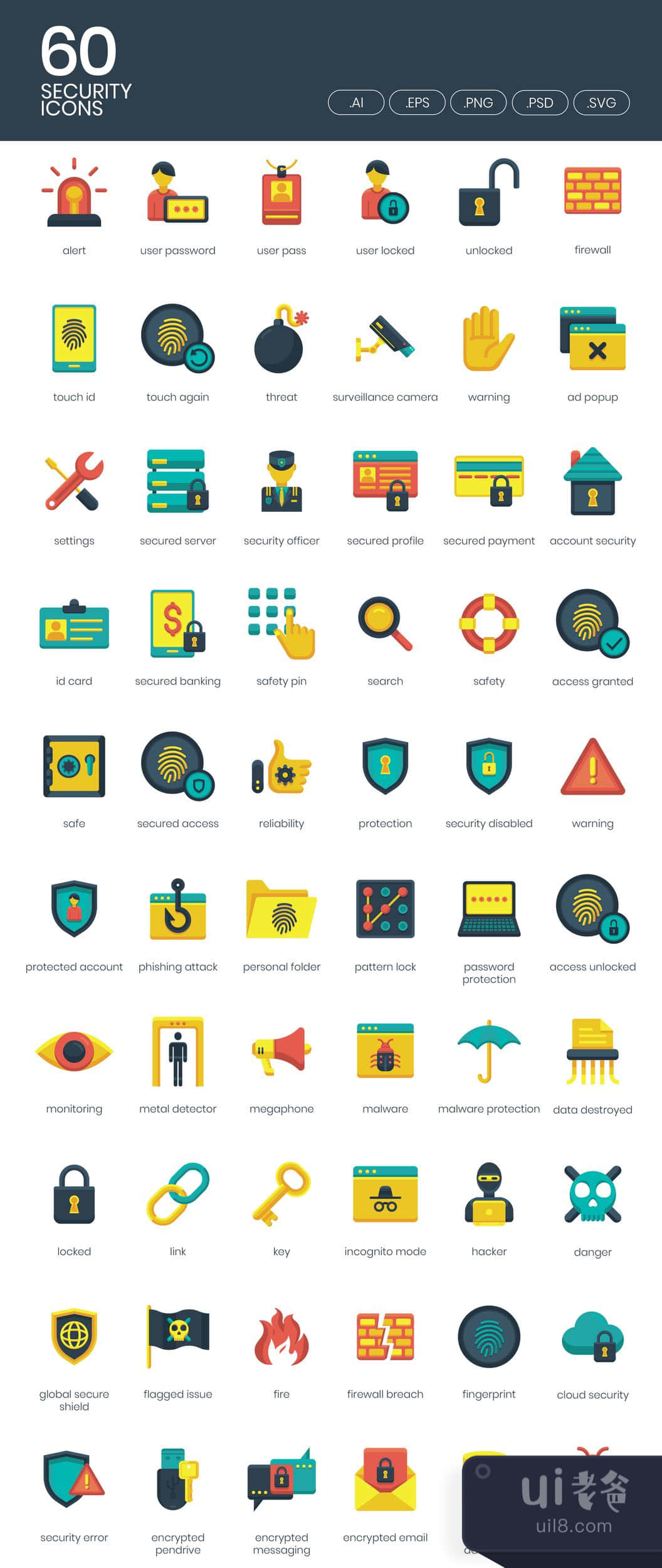 60个安全图标 (60 Security Icons)插图