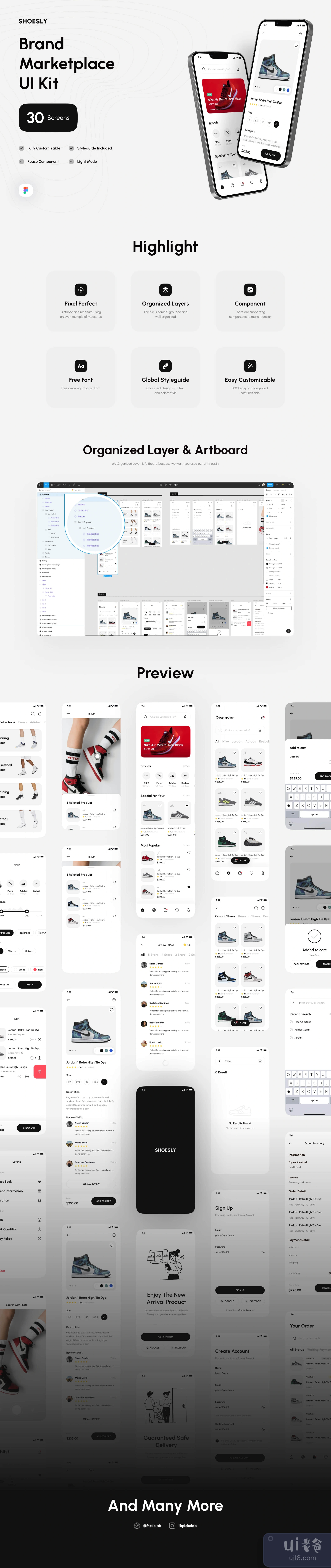 Shoesly - 品牌市场应用UI Kit (Shoesly - Brand Marketplace App UI Kit)插图1