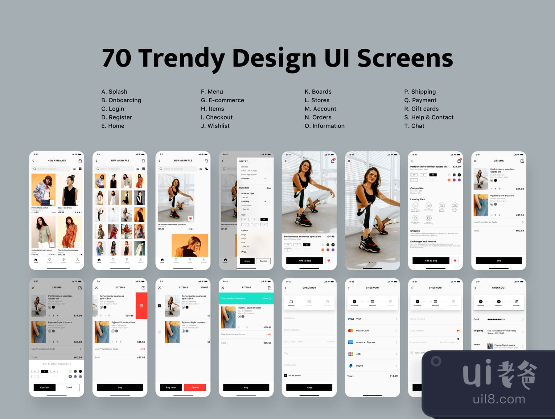 潮流的电子商务App UI工具包 (Trendy E-commerce App UI kit)插图2