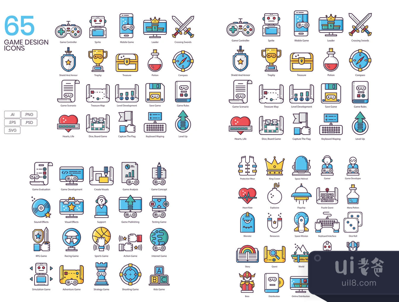 65个游戏设计图标 (65 Game Design Icons)插图