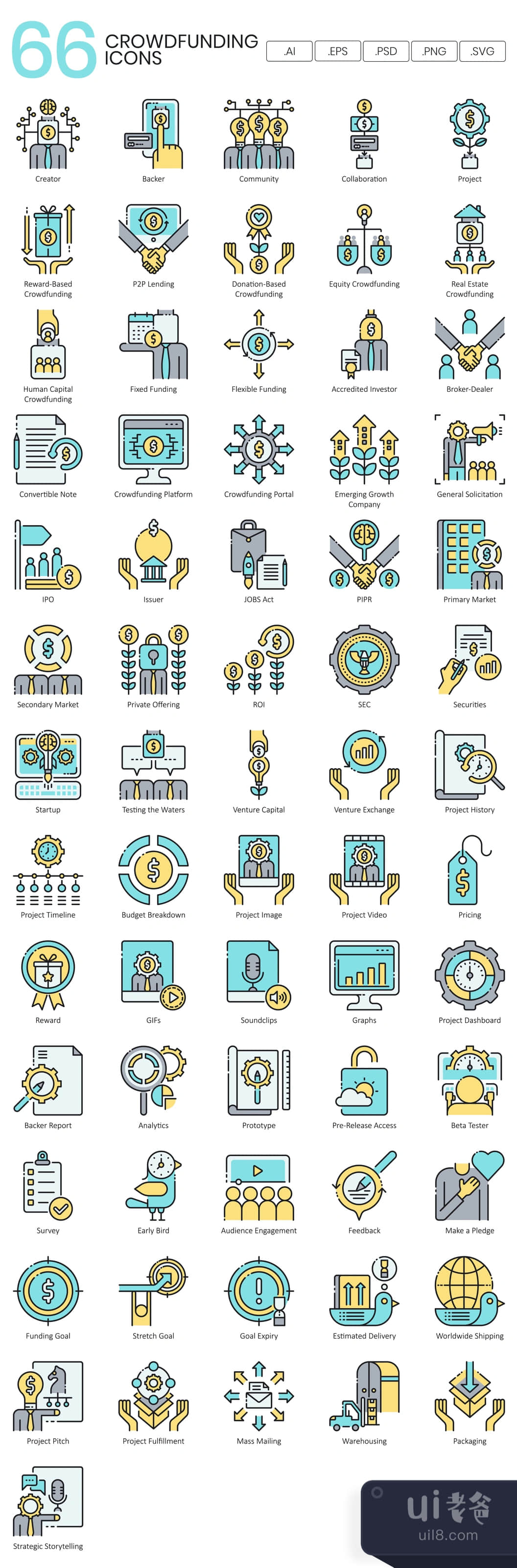 66个众筹图标 (66 Crowdfunding Icons)插图