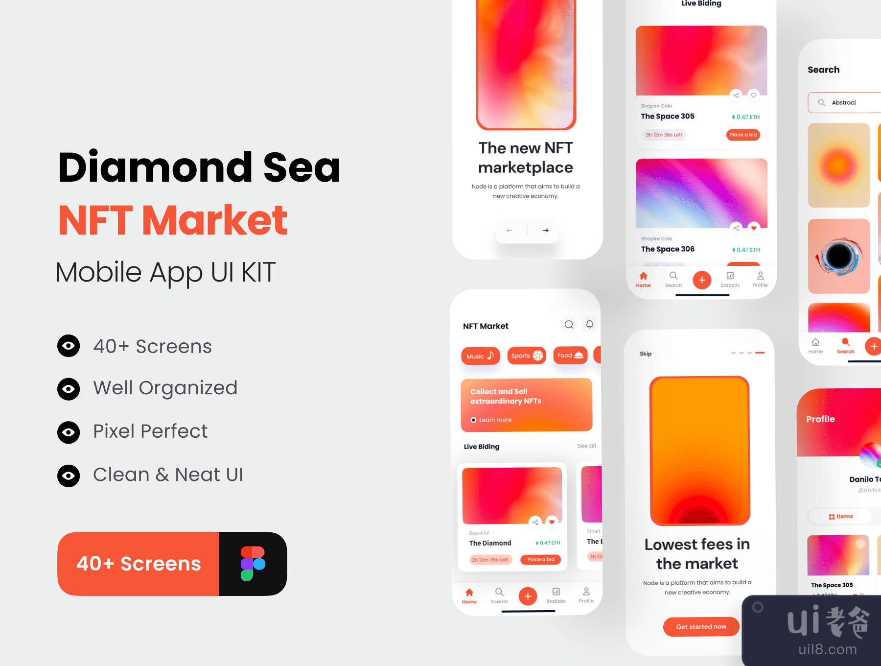 钻石海 - NFT市场应用UI包 (Diamond Sea - NFT Market App UI Kit)插图2