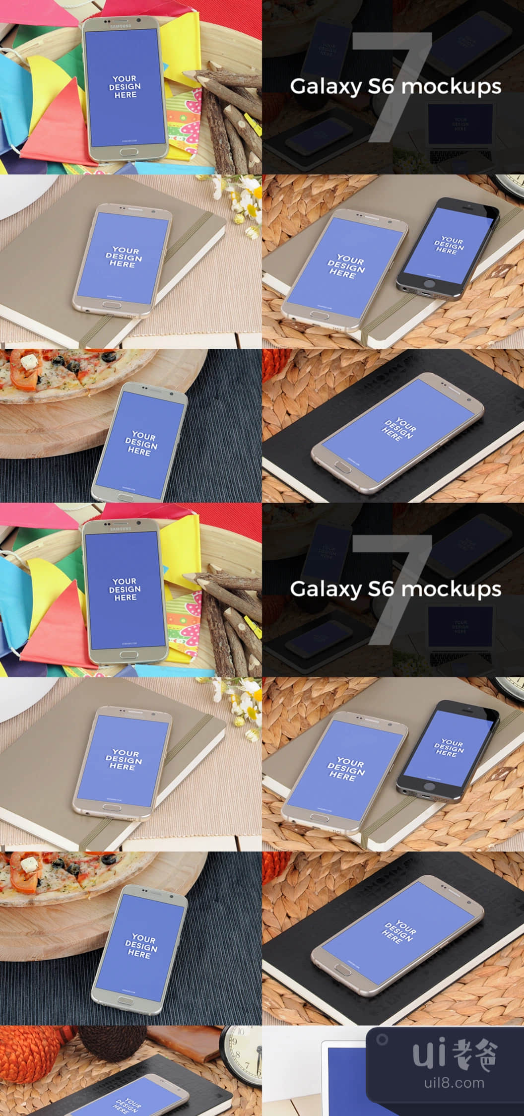 7个三星Galaxy S6模拟图 (7 Samsung Galaxy S6 mockups)插图