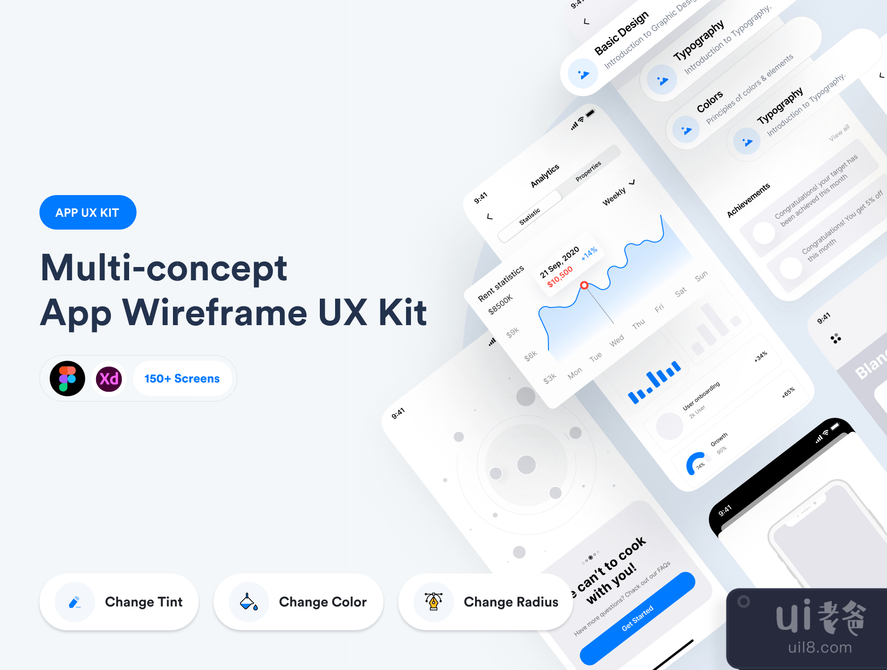 多概念应用程序线框用户体验套件 (Multi-concept App Wireframe UX Kit)插图2