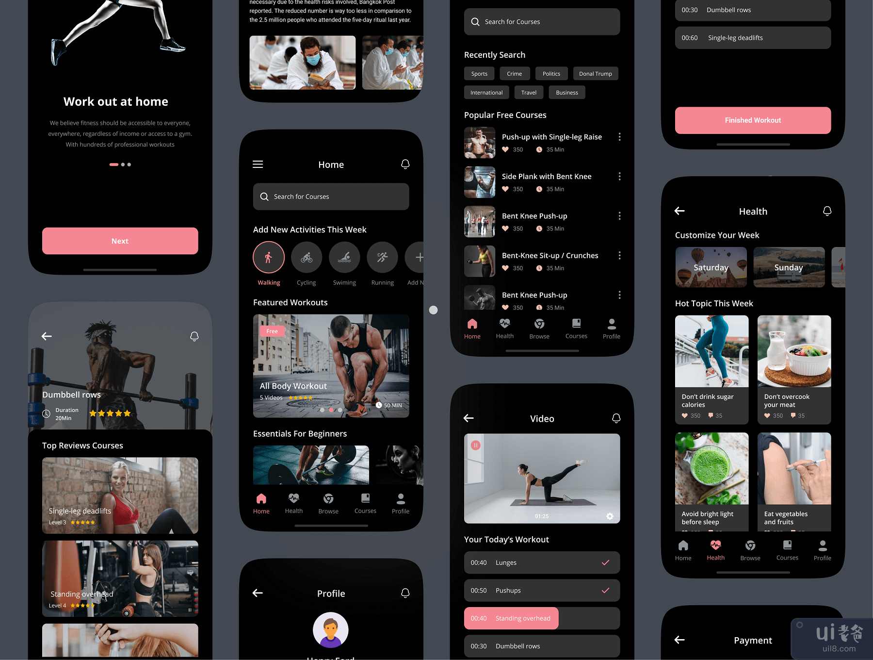 健身与锻炼应用程序 UI 工具包 (Fitness & Workout App UI Kit)插图6