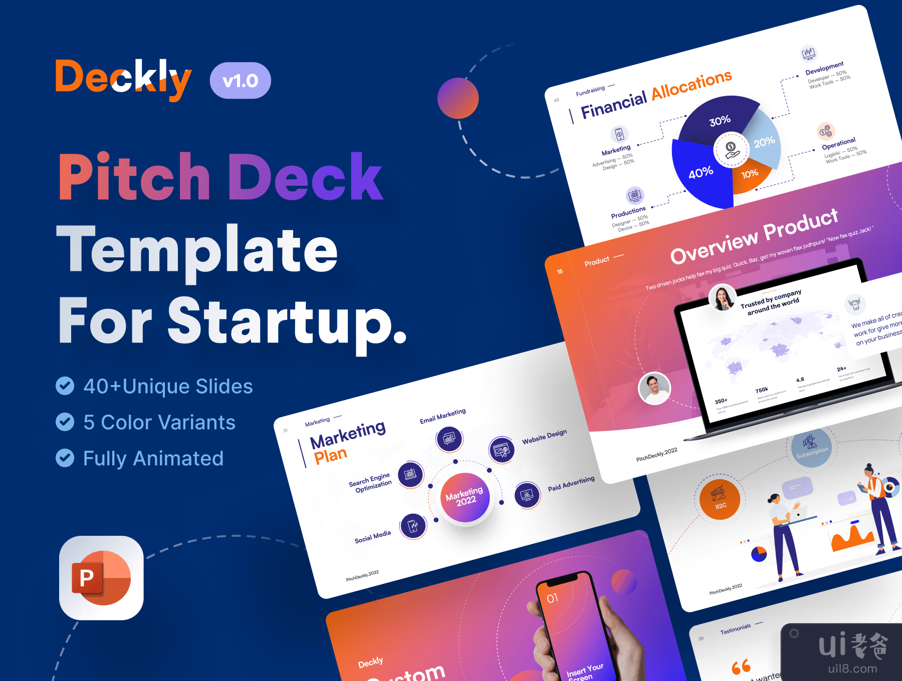 Deckly- Pitch Deck演示模板 (Deckly- Pitch Deck Presentation Template)插图