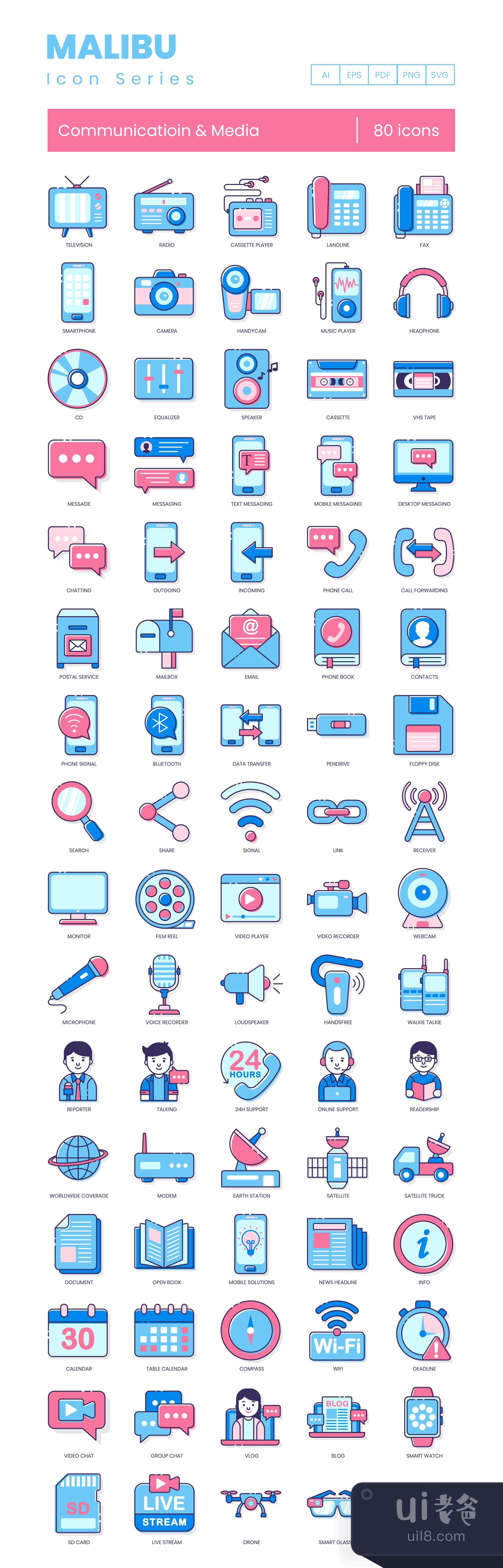 80个交流图标马里布系列 (80 Communication Icons  Malibu Serie插图