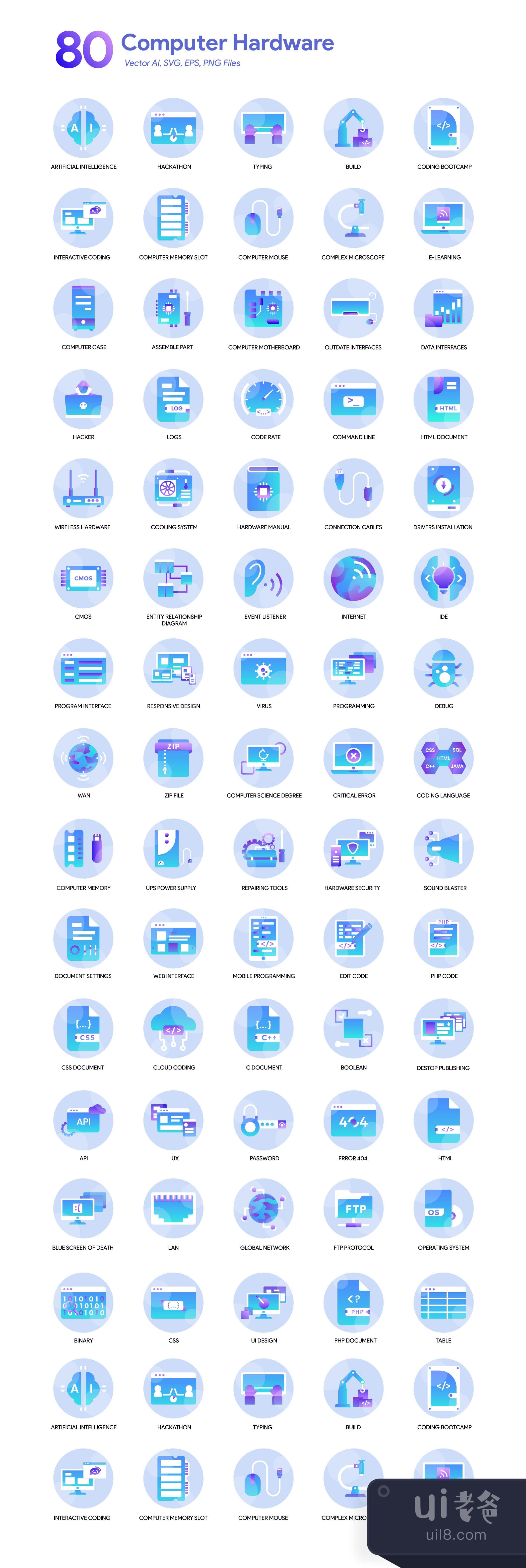 80个电脑图标 (80 Computer Icons)插图