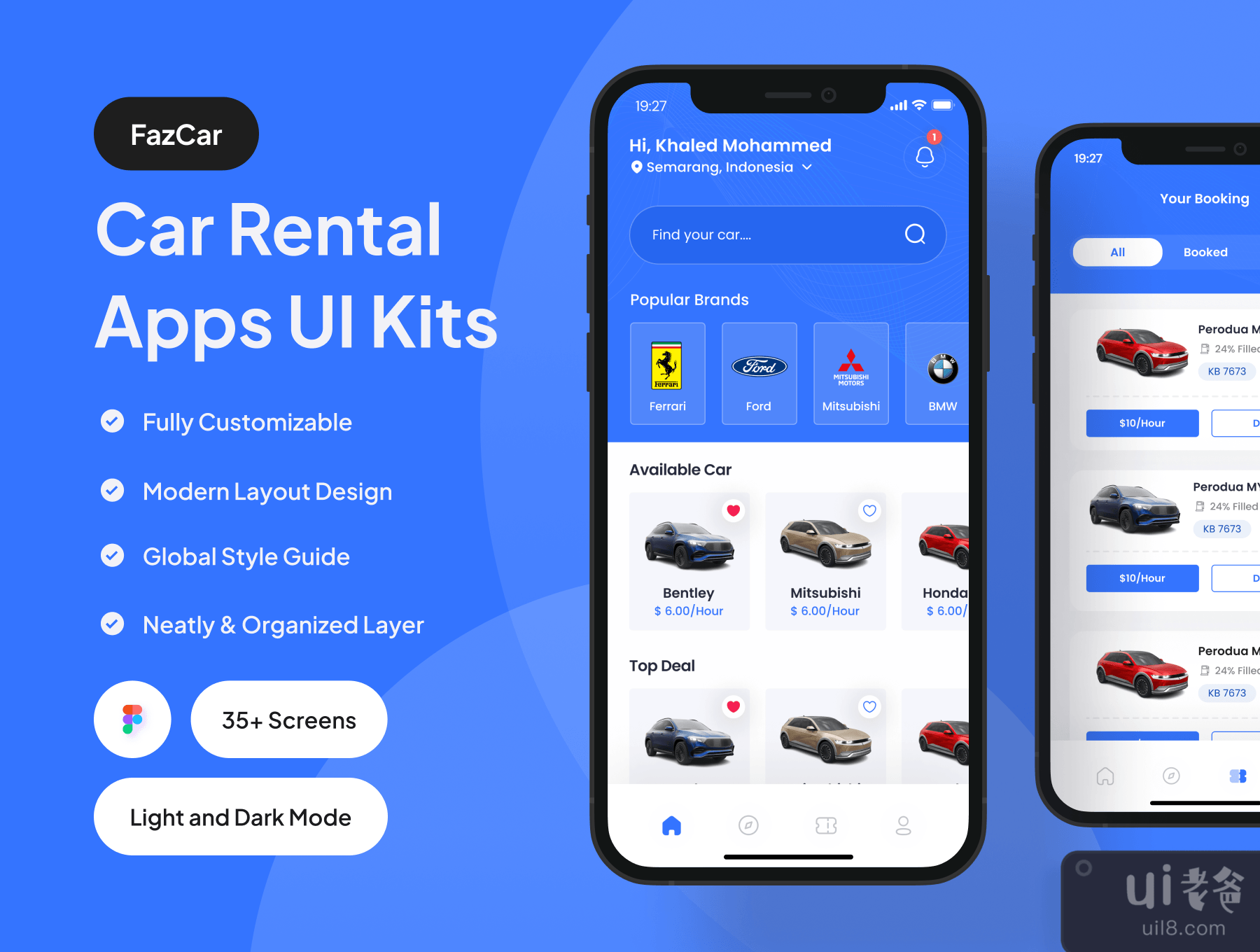 FazCar - 汽车租赁应用UI设计套件 (FazCar - Car Rental App UI Kit)插图