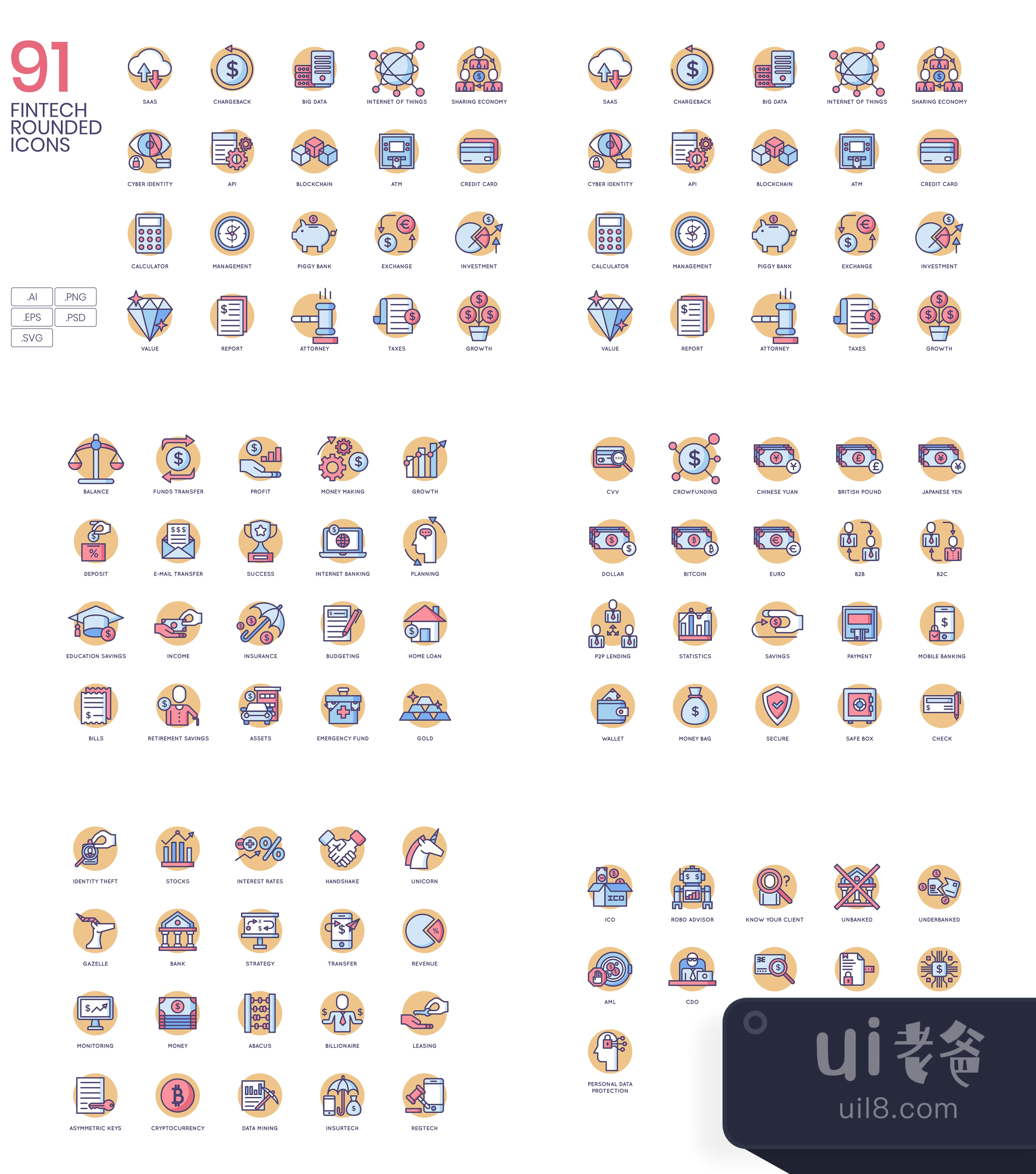 91金融科技图标奶油色系列 (91 Fintech Icons  Butterscotch Seri插图1