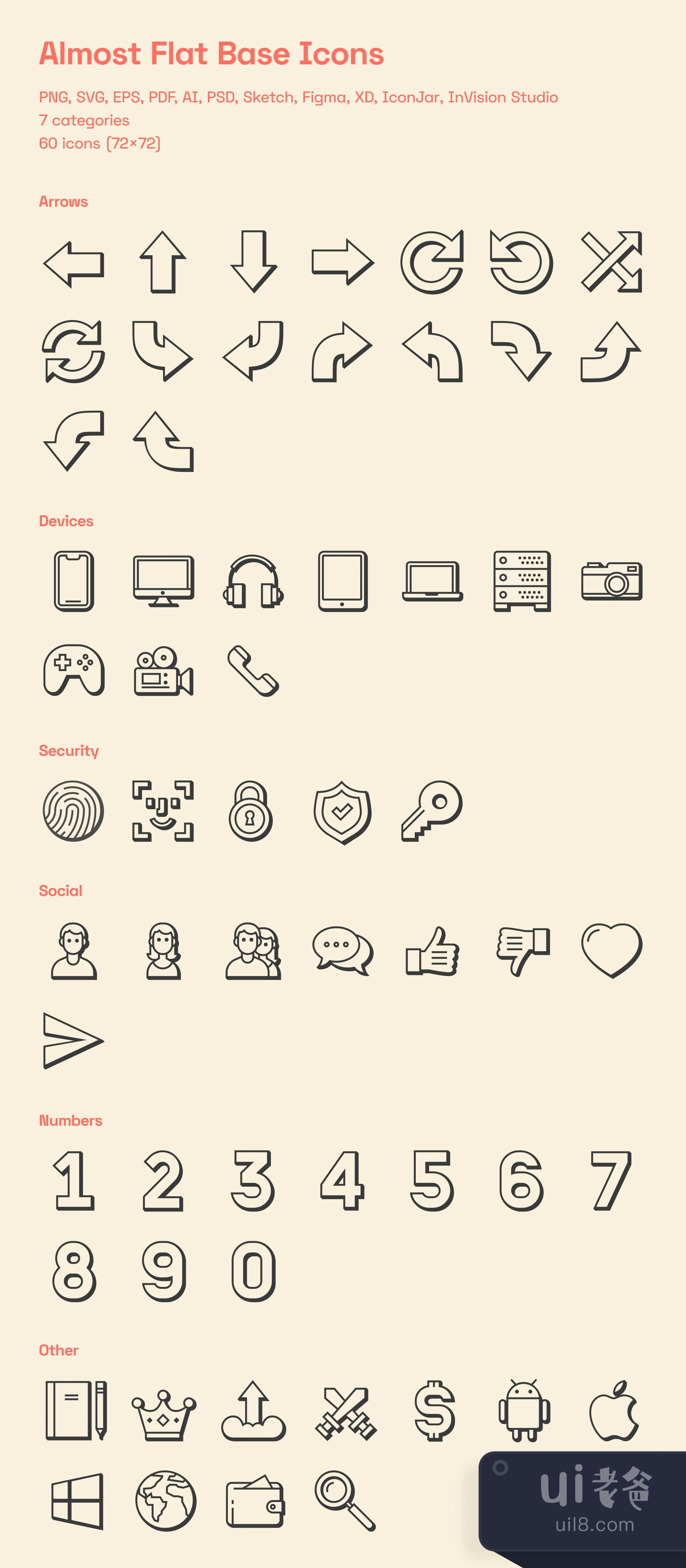 几乎平坦的基础图标 (Almost Flat Base Icons)插图