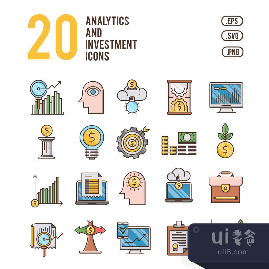 分析与投资图标 (Analytics & Investment icons)插图