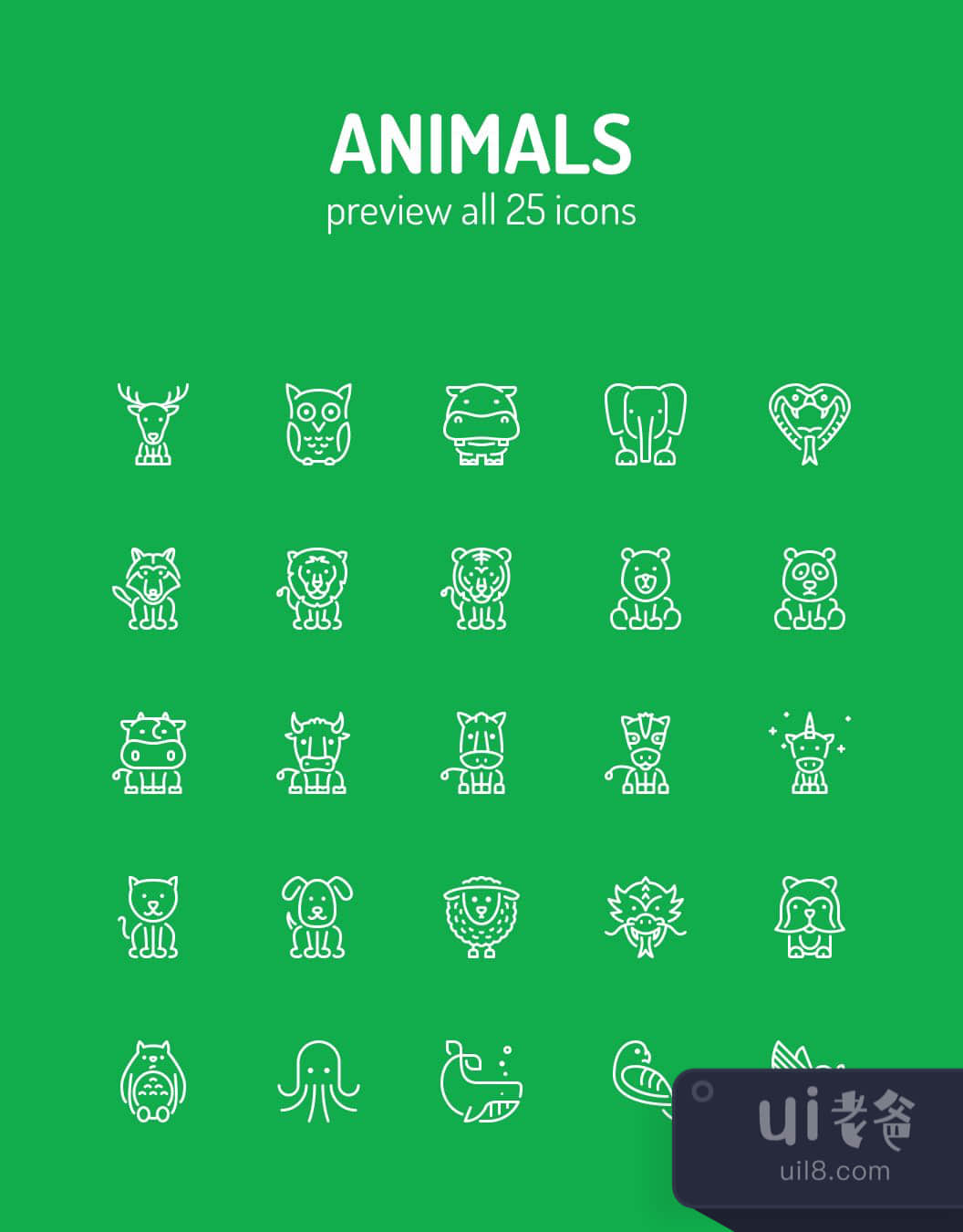动物线型图标 (Animals Line Icons)插图