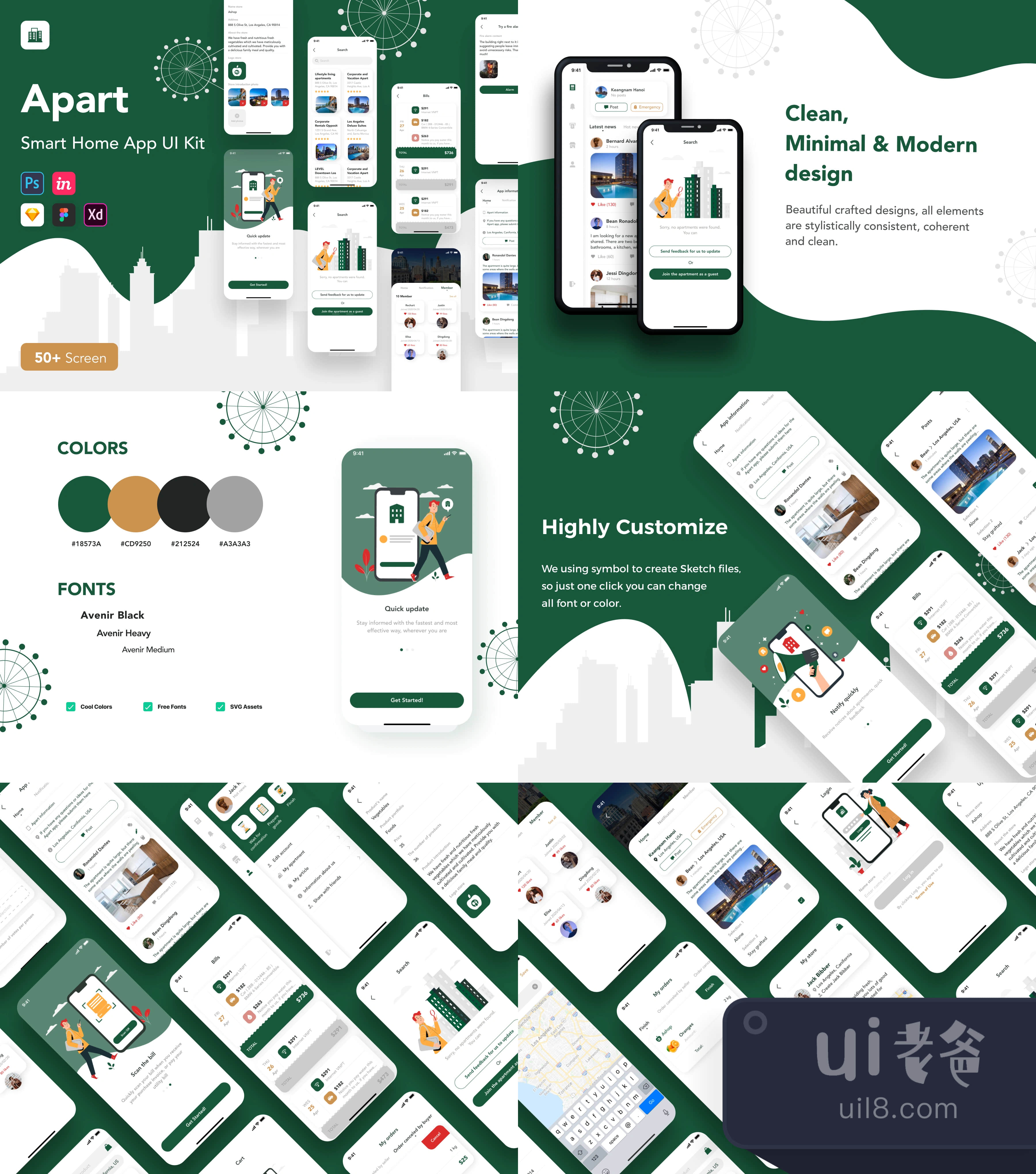 Apart - 智能家居应用UI套件 (Apart - Smart Home App UI Kit)插图