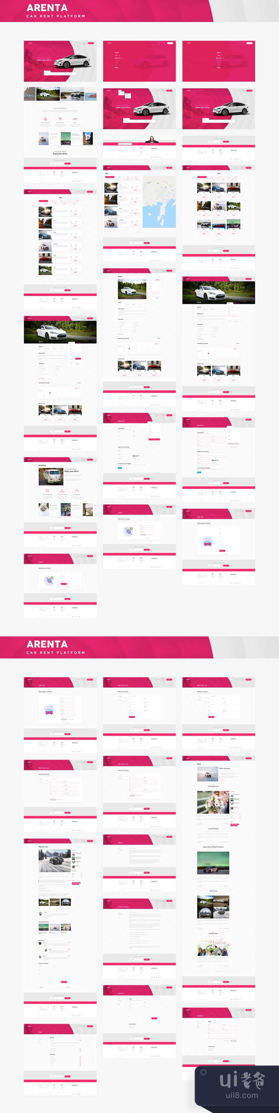 阿伦塔汽车租赁公司网页UI套件 (Arenta Car Rental Web UI Kit)插图