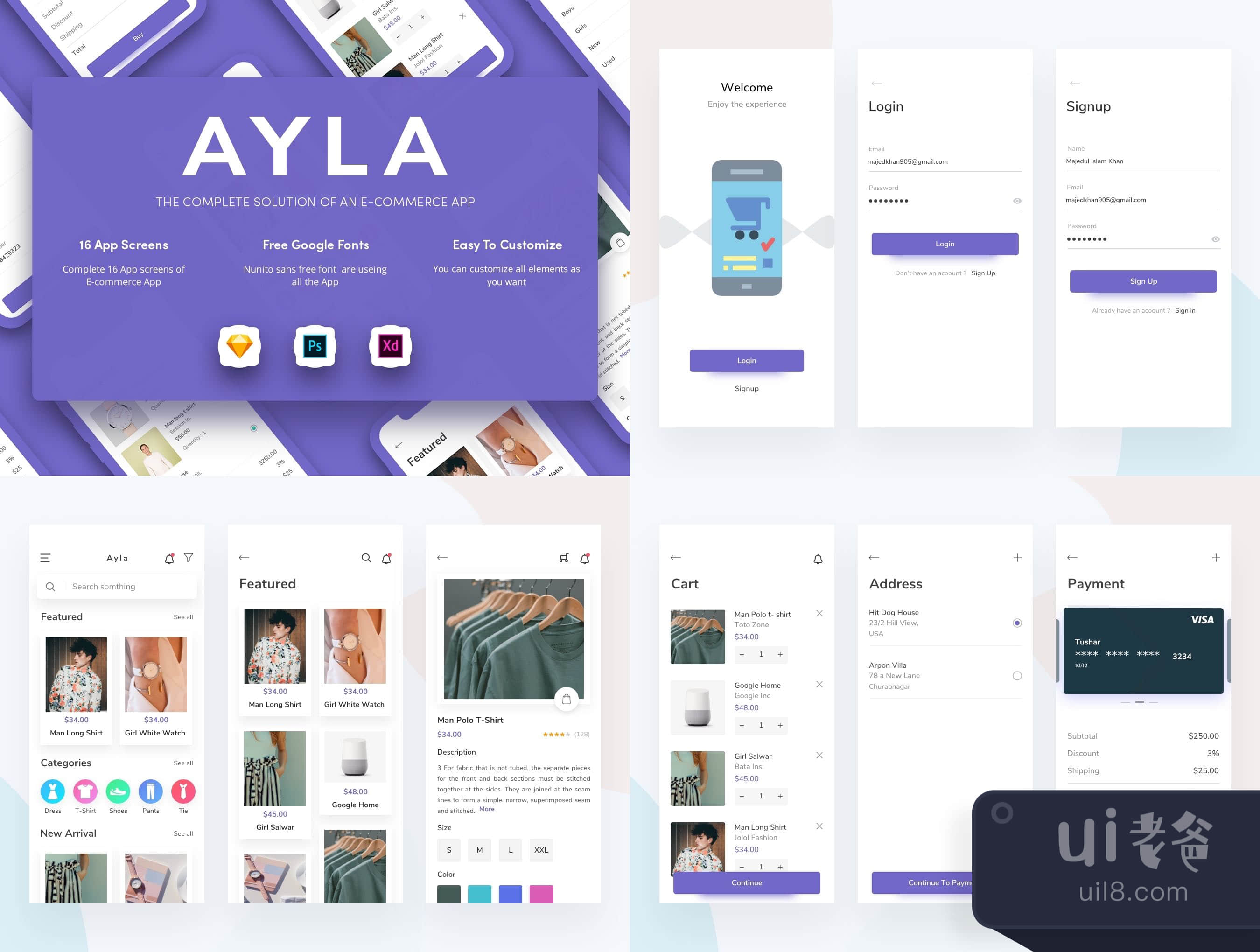 Ayla电子商务用户界面套件 (Ayla Ecommerce UI Kit)插图