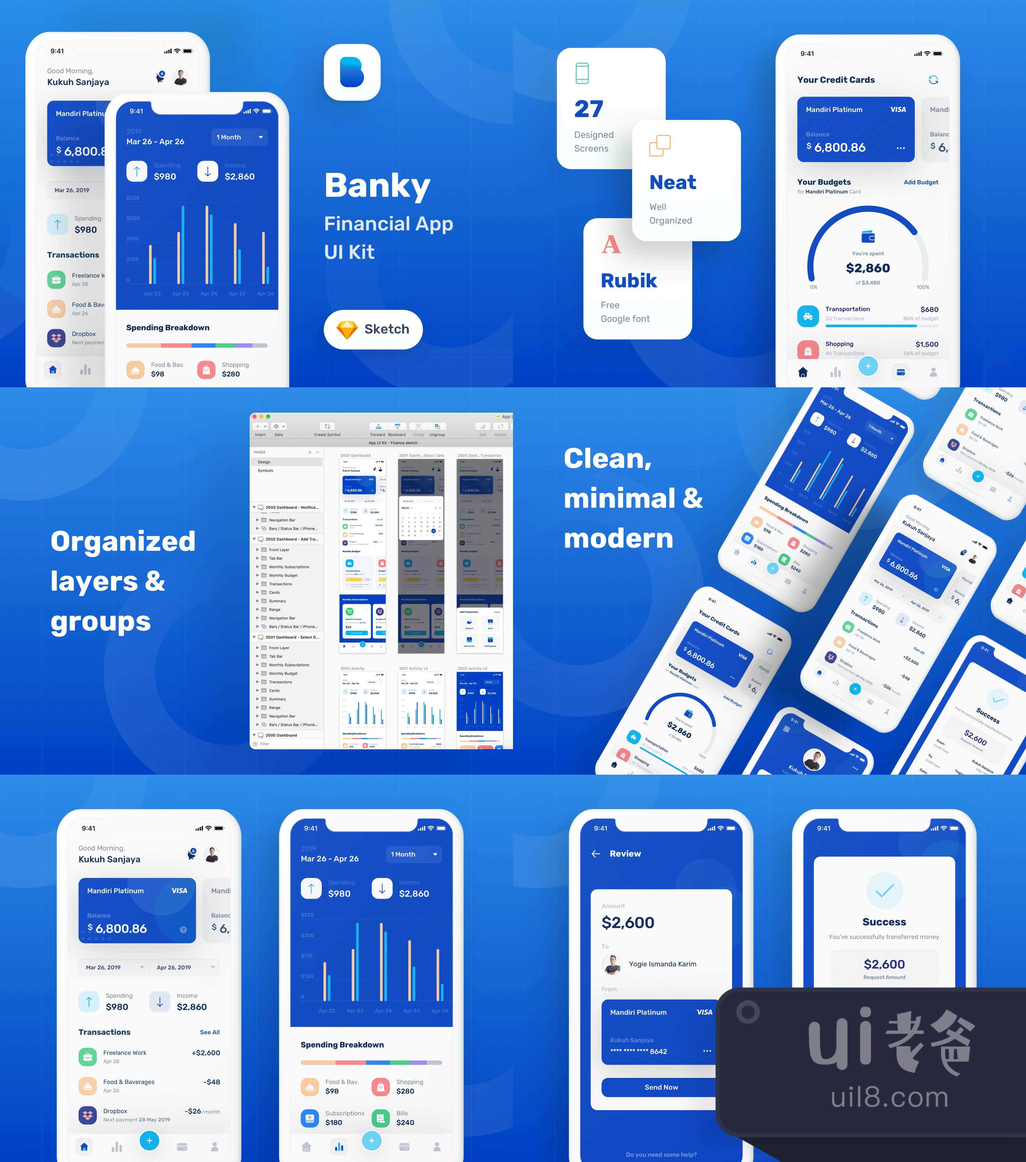 Banky - 金融应用UI工具包 (Banky - Finance App UI Kit)插图1