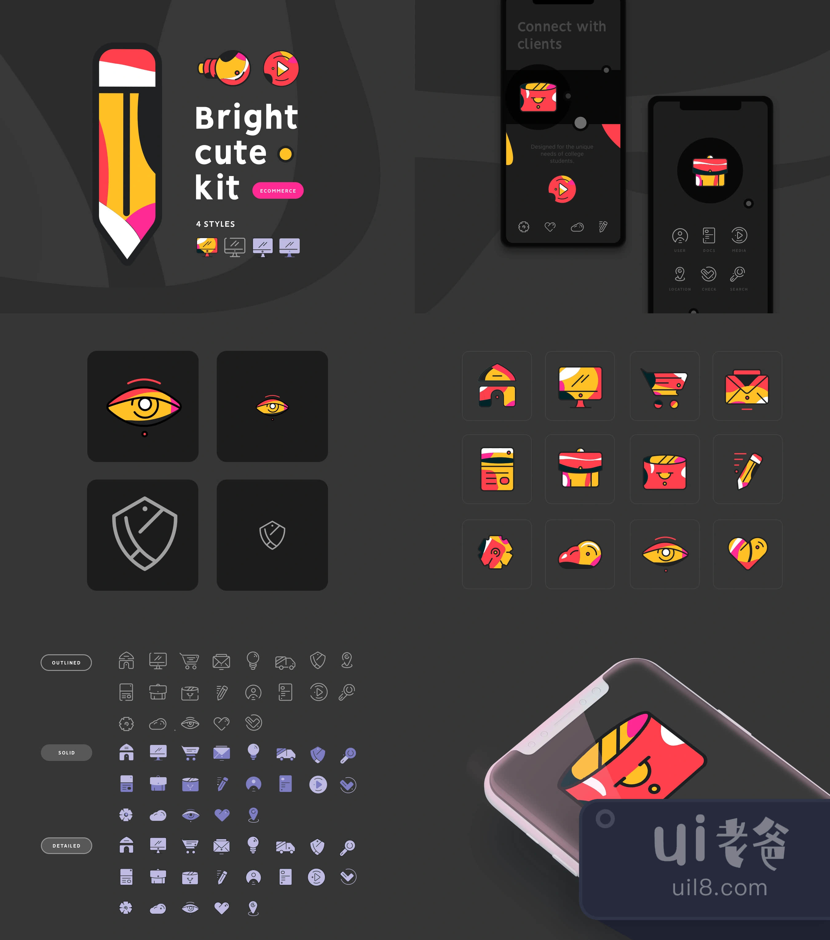 明亮可爱的图标套件 (Bright Cute Icons Kit)插图