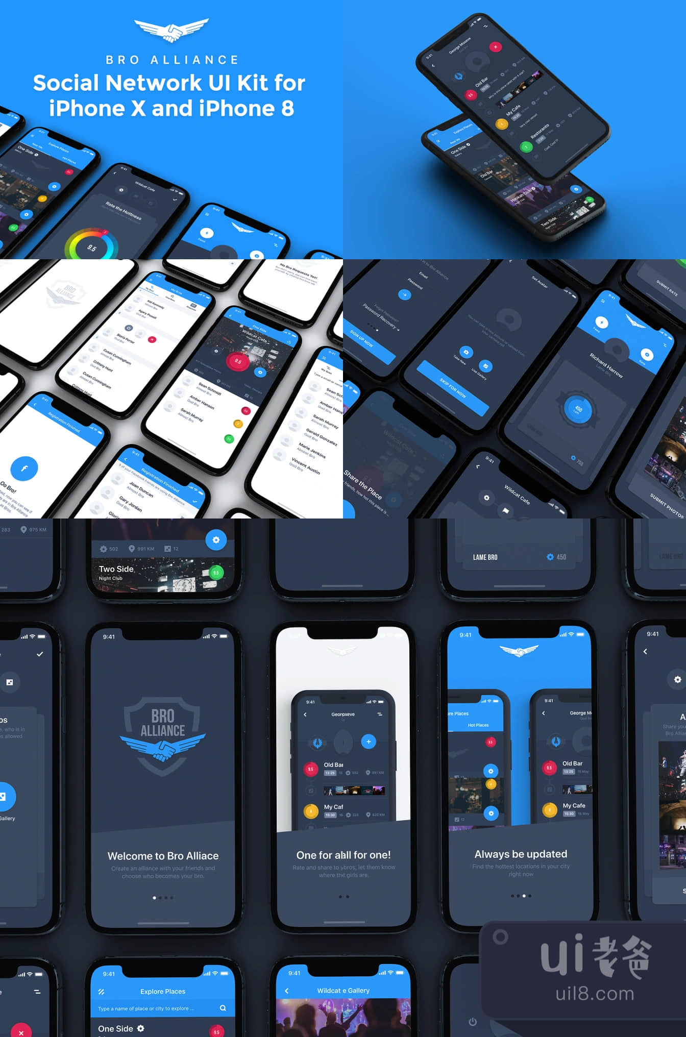 兄弟联盟iOS UI工具包 (Bro Alliance iOS UI Kit)插图