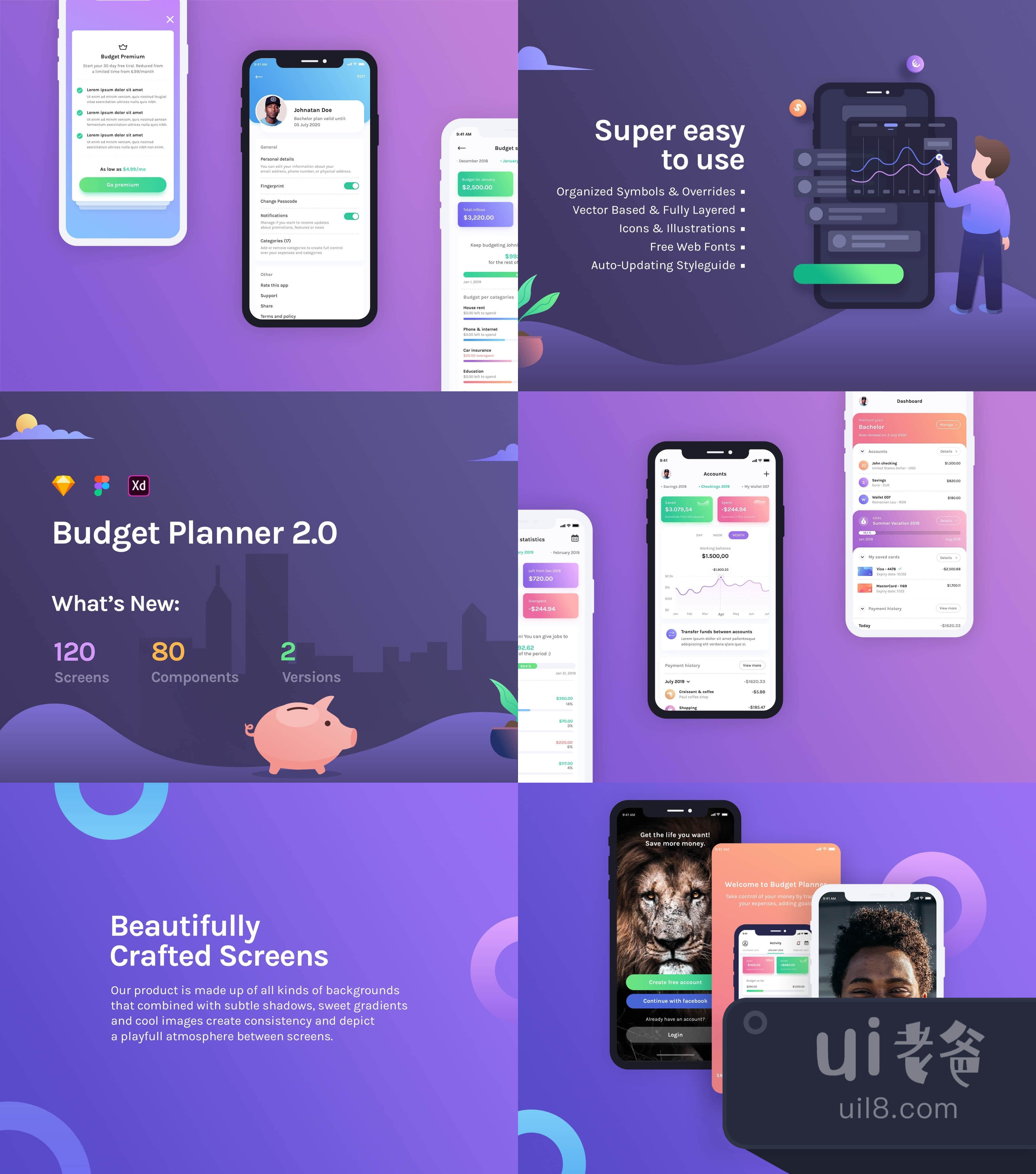 预算规划师移动UI套件2.0 (Budget Planner Mobile UI Kit 2.0)插图1