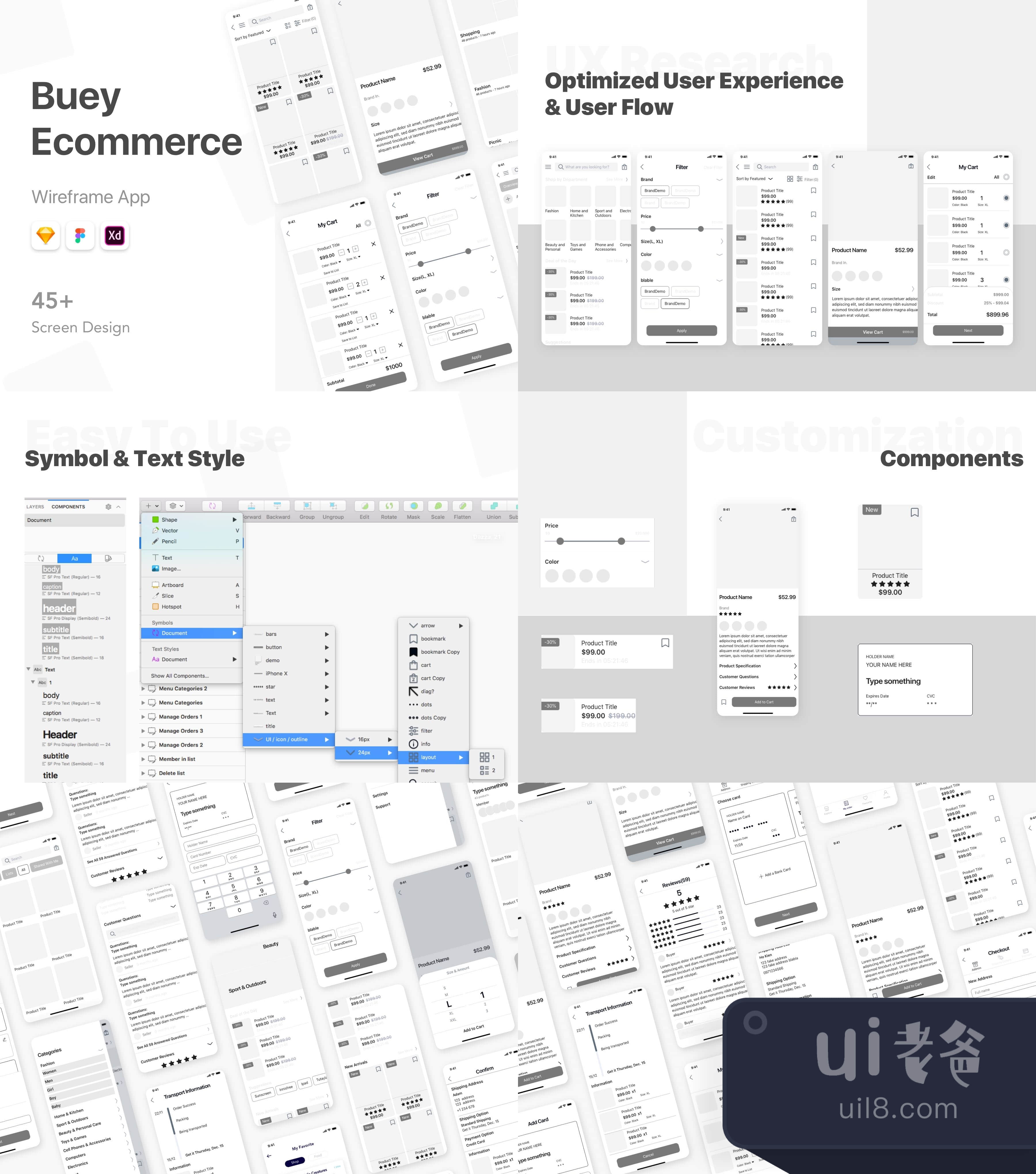 Buey电子商务线框套件 (Buey E-commerce Wireframe Kit)插图1