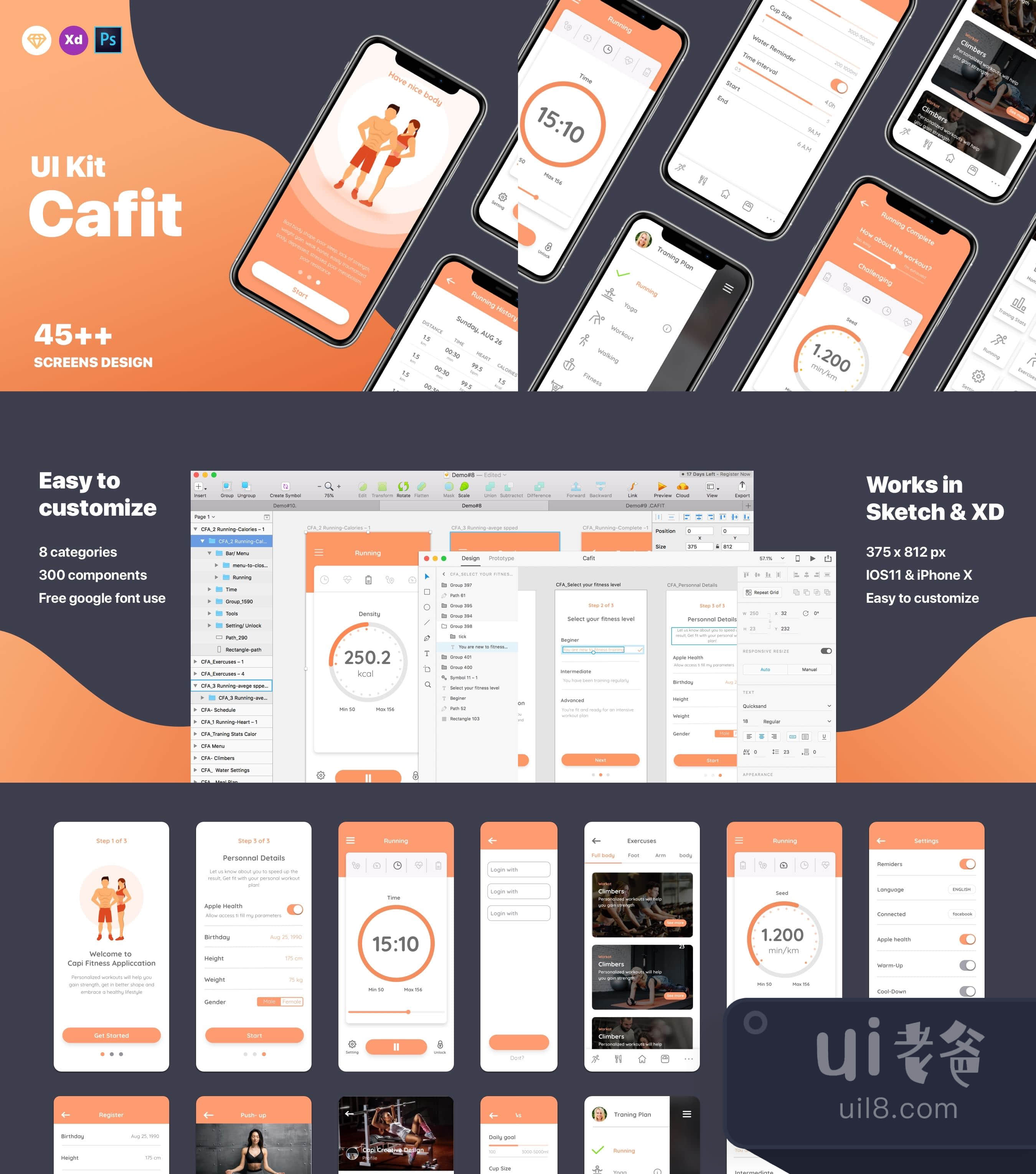 Cafit 锻炼用户界面套件 (Cafit Workout UI Kit)插图1