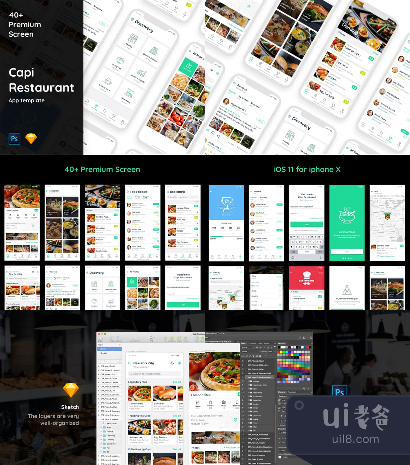 Capi餐厅iOS UI工具包 (Capi Restaurant iOS UI Kit)插图1
