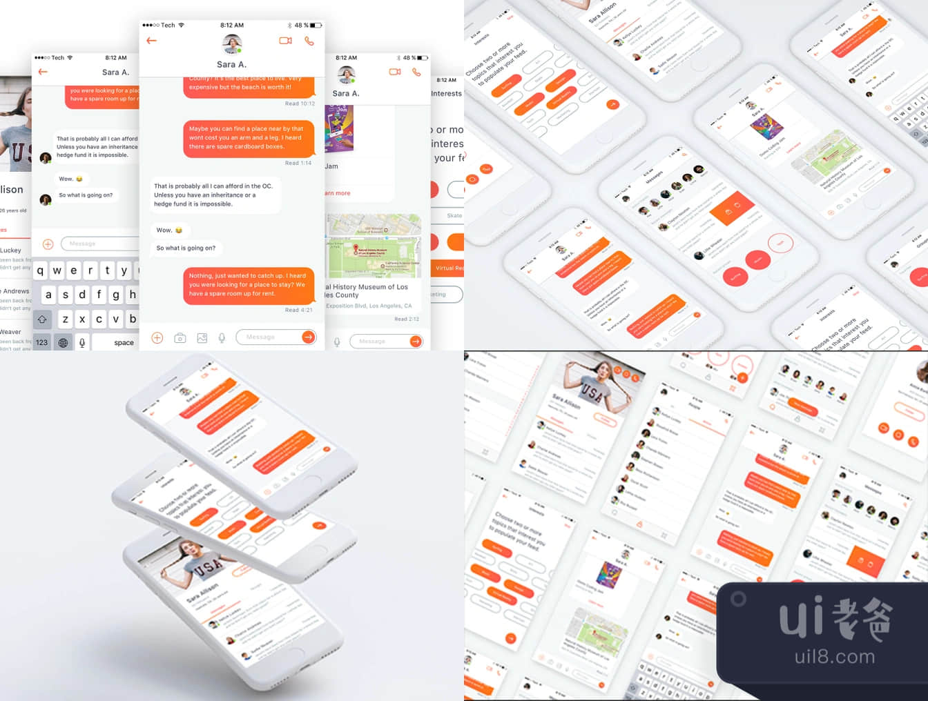 迷你聊天室iOS UI工具包 (Chat Mini iOS UI Kit)插图1