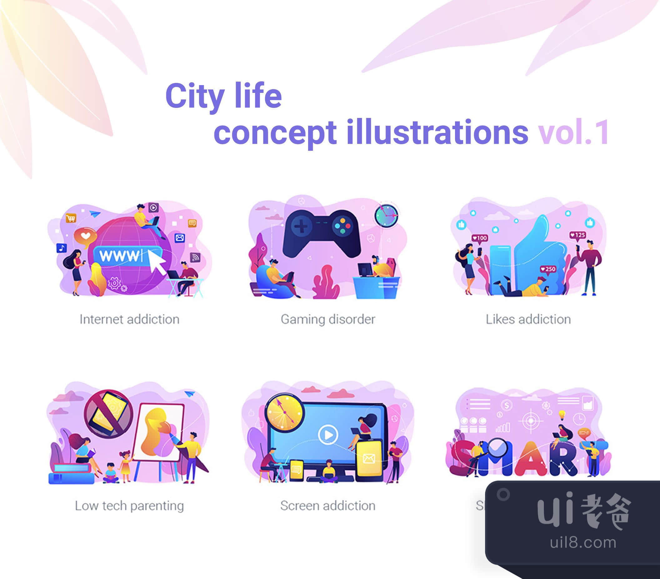 城市生活概念插图 (City life concept illustrations)插图
