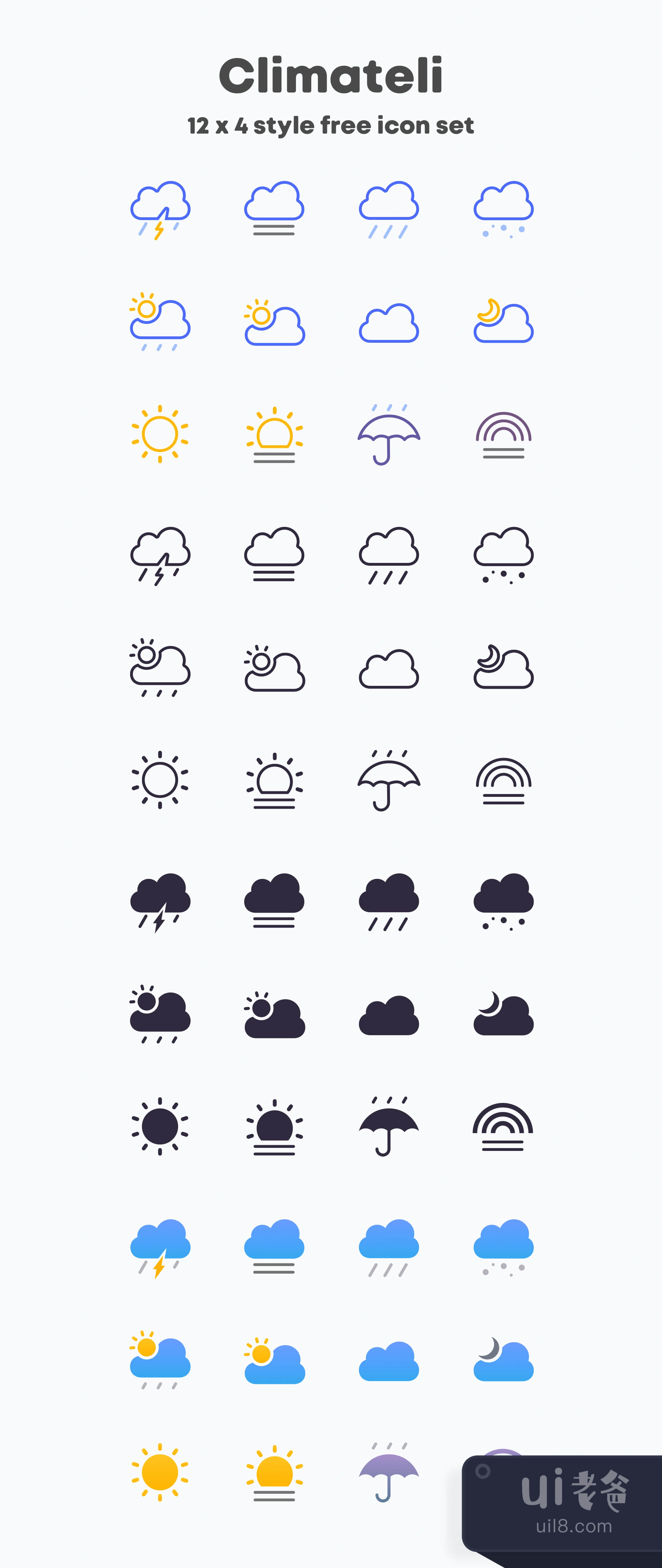 Climateli天气图标集 (Climateli weather icon set)插图