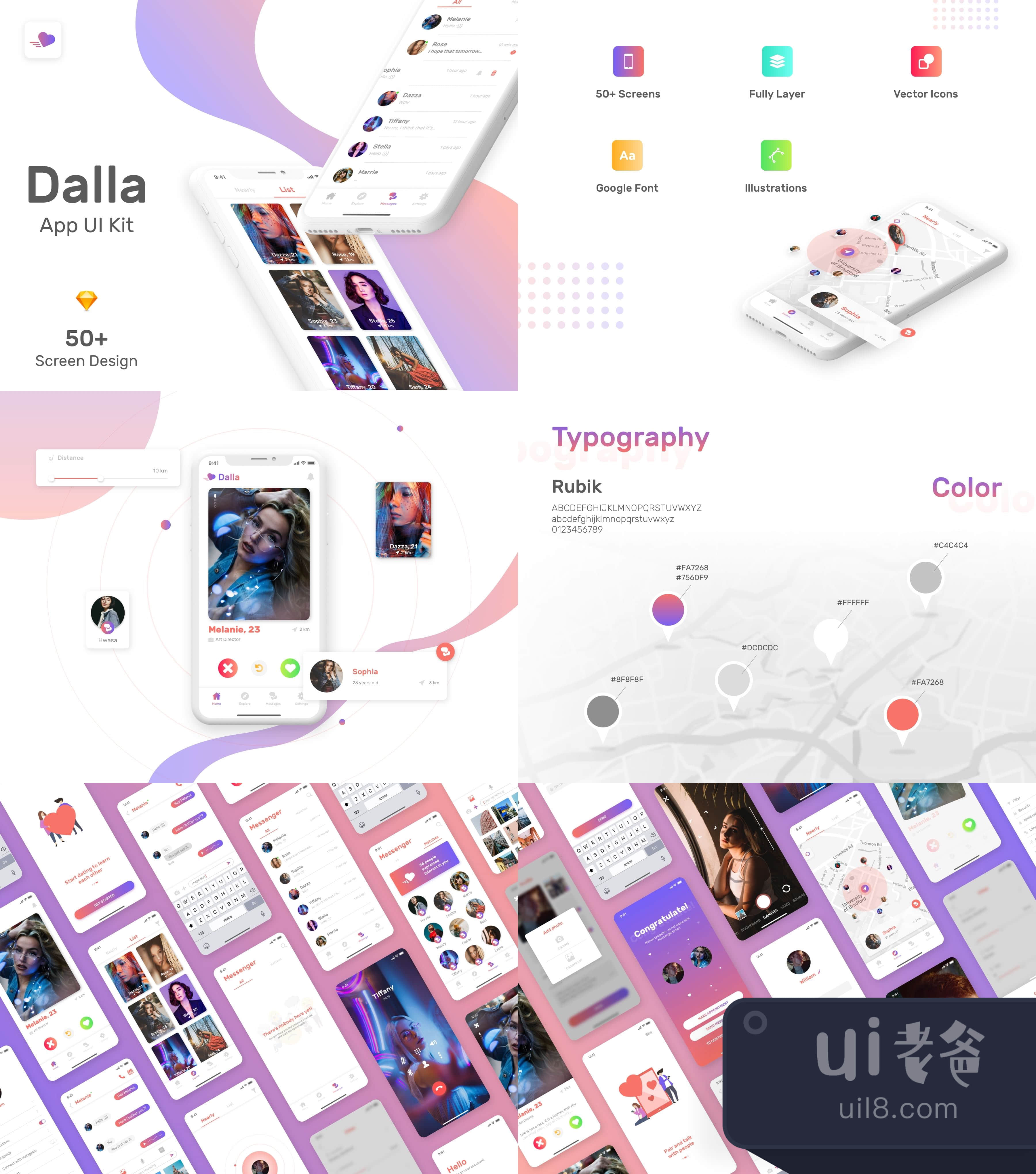Dalla Dating App UI Kit (Dalla Dating App UI Kit)插图