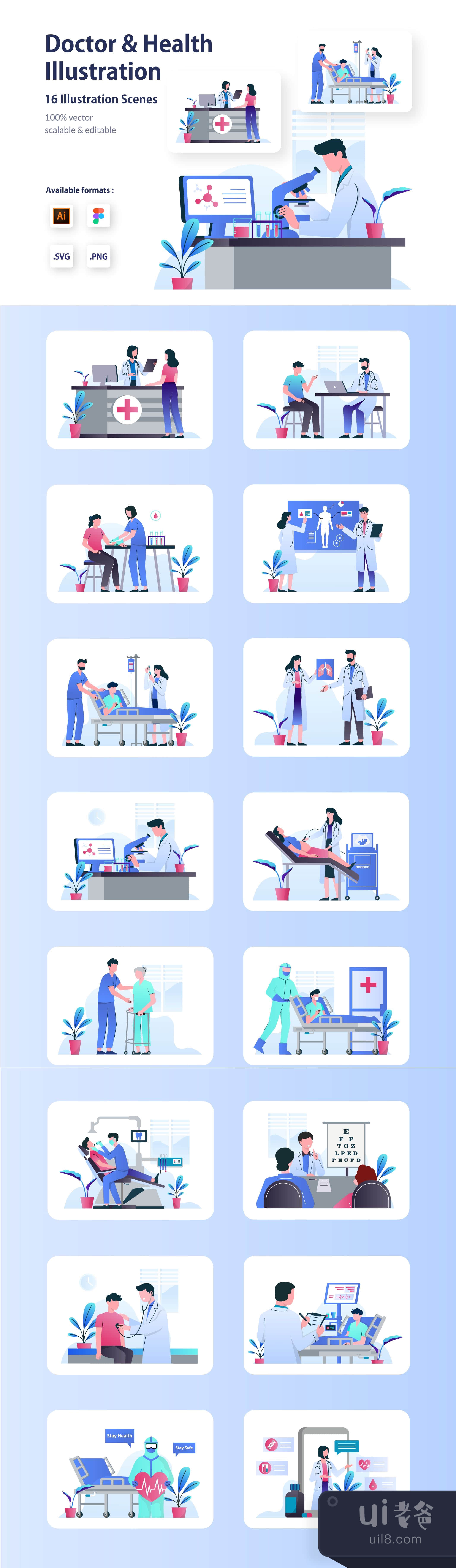 医生健康插图套件 (Doctor Health Illustration Kit)插图